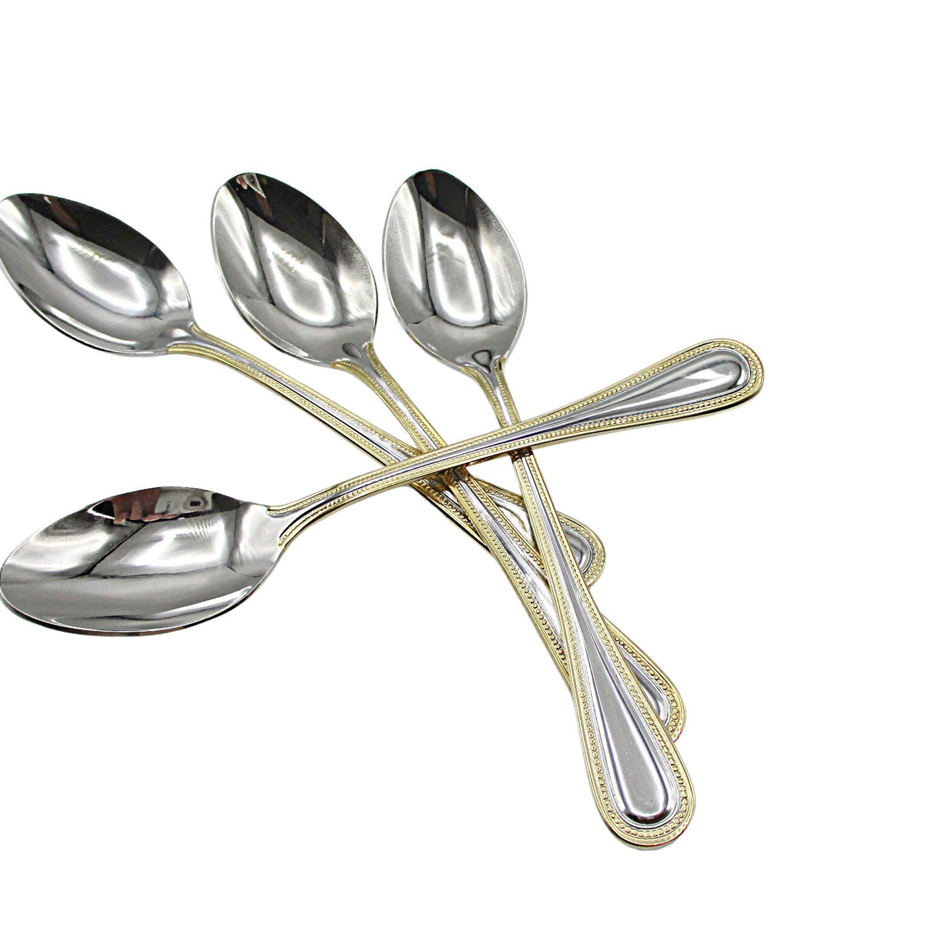 Wallace Gold Royal Bead, Teaspoons, Stainless Steel 18 10, Set of 4, Wallace Replacement Silverware, Multiple Sets Avail