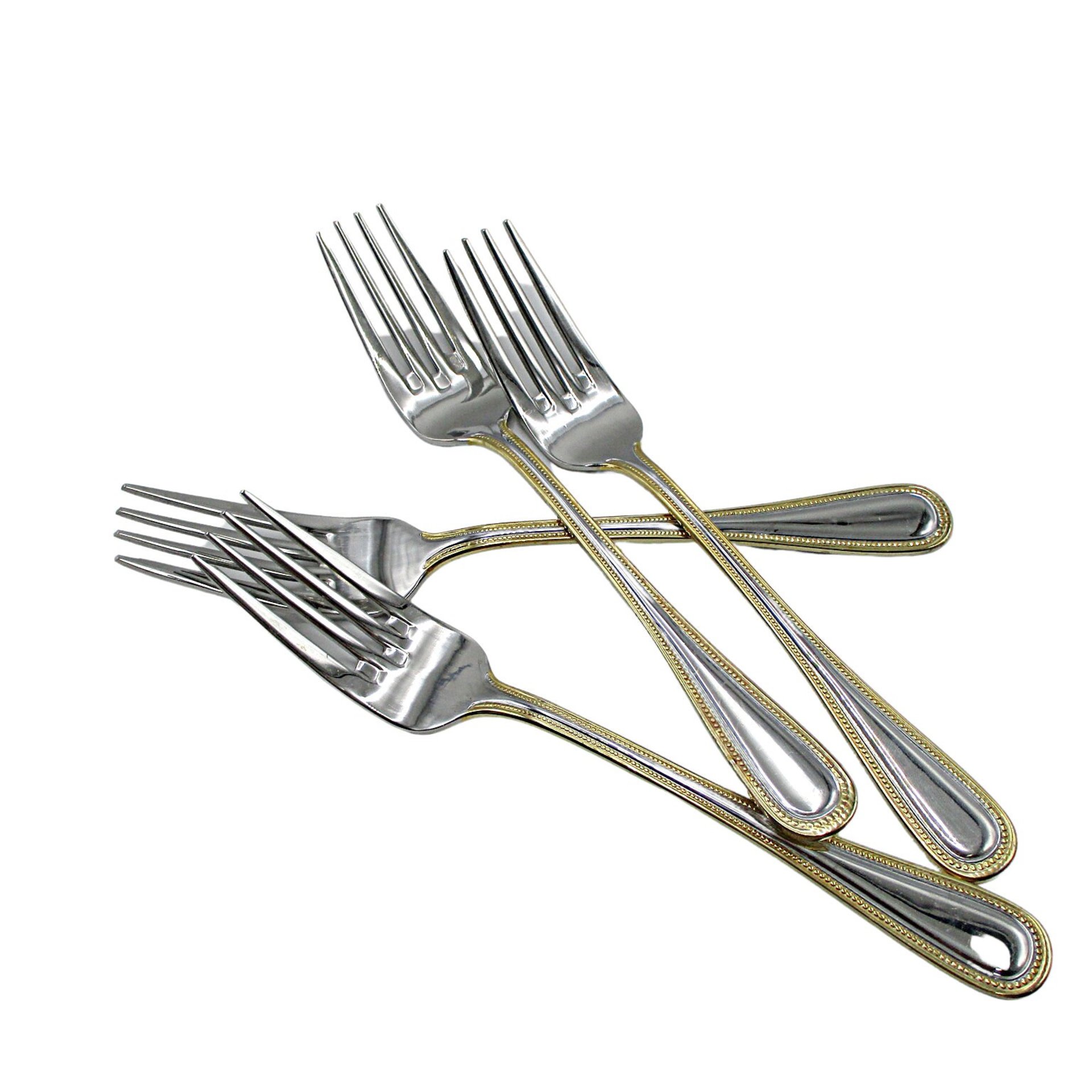 Wallace Gold Royal Bead, Salad Forks, Stainless Steel 18 10, Set of 4, Wallace Replacement Silverware, Multiple Sets Avail