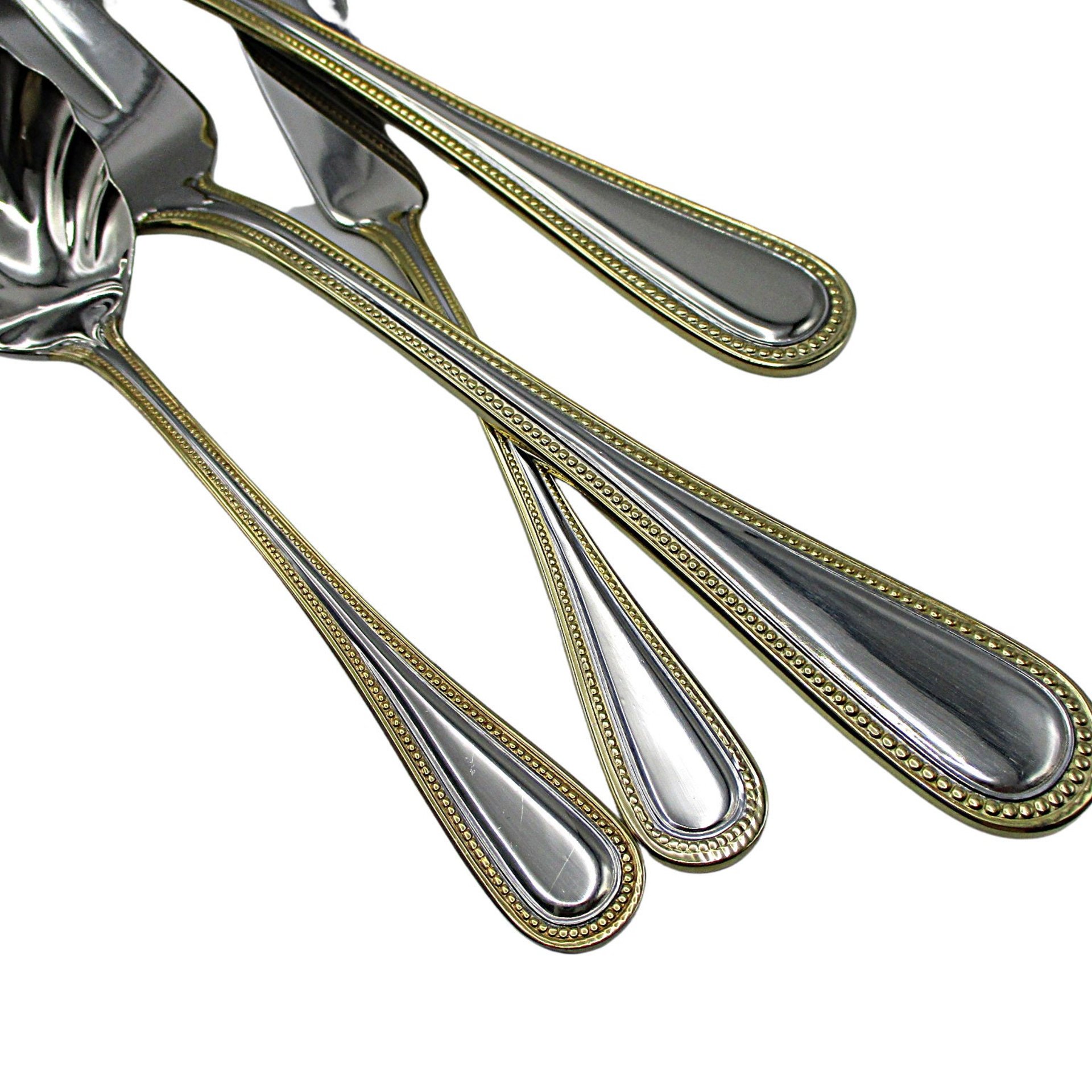 Wallace Gold Royal Bead, Hostess Set, 4pcs, Stainless Steel 18 10, Wallace Replacement Silverware