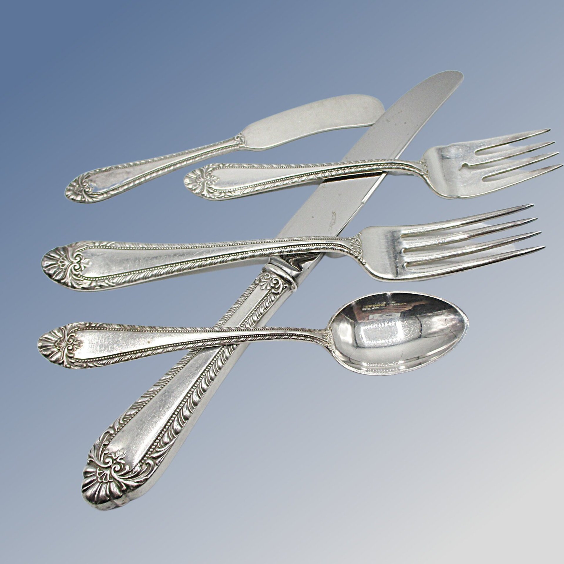 Reed and Barton Old London, Silver Plate, 5pc Place Settings, Replacement Pieces, Silverware, Forks, Knives, Teaspoons, 1930s