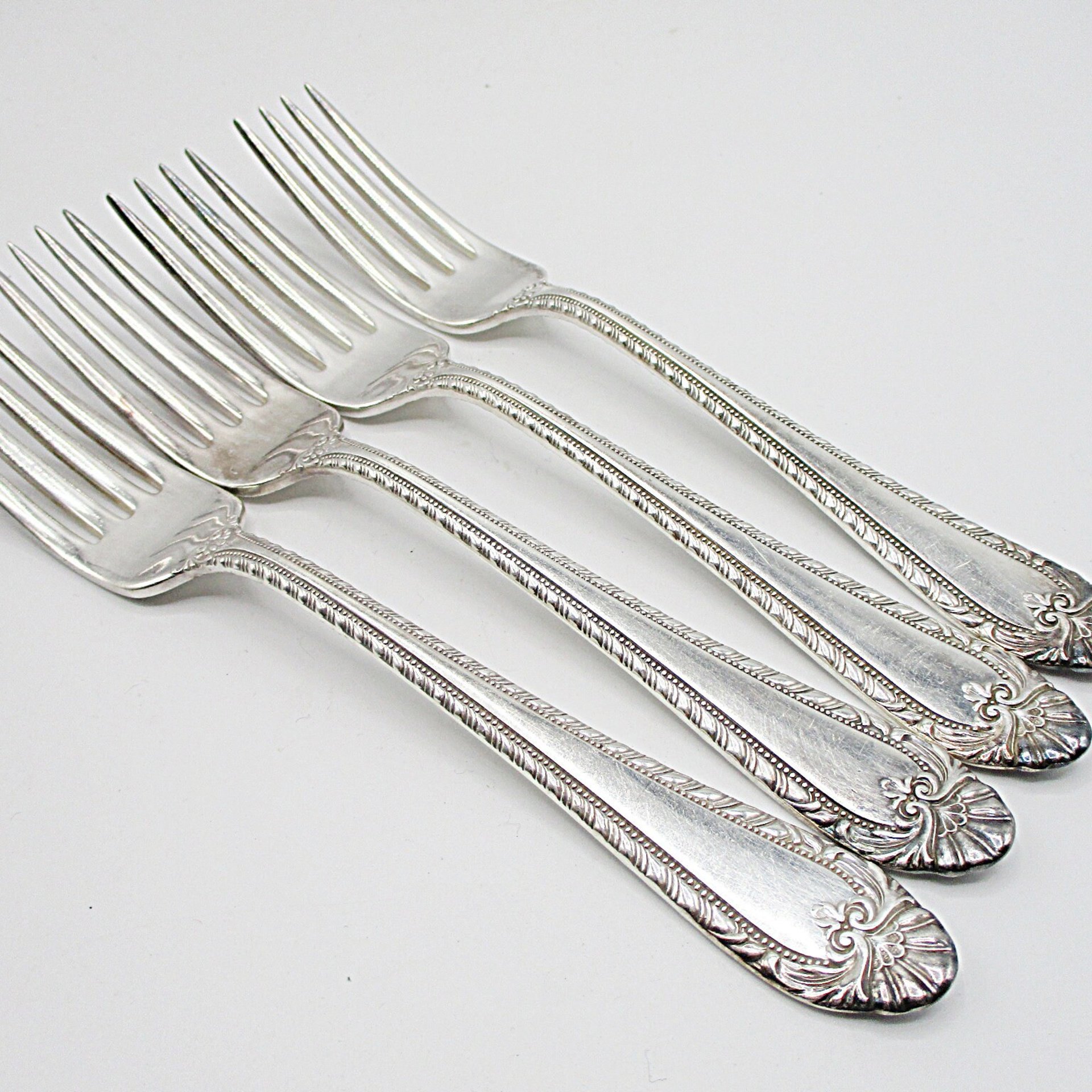 Reed and Barton Old London, Silver Plate, 5pc Place Settings, Replacement Pieces, Silverware, Forks, Knives, Teaspoons, 1930s