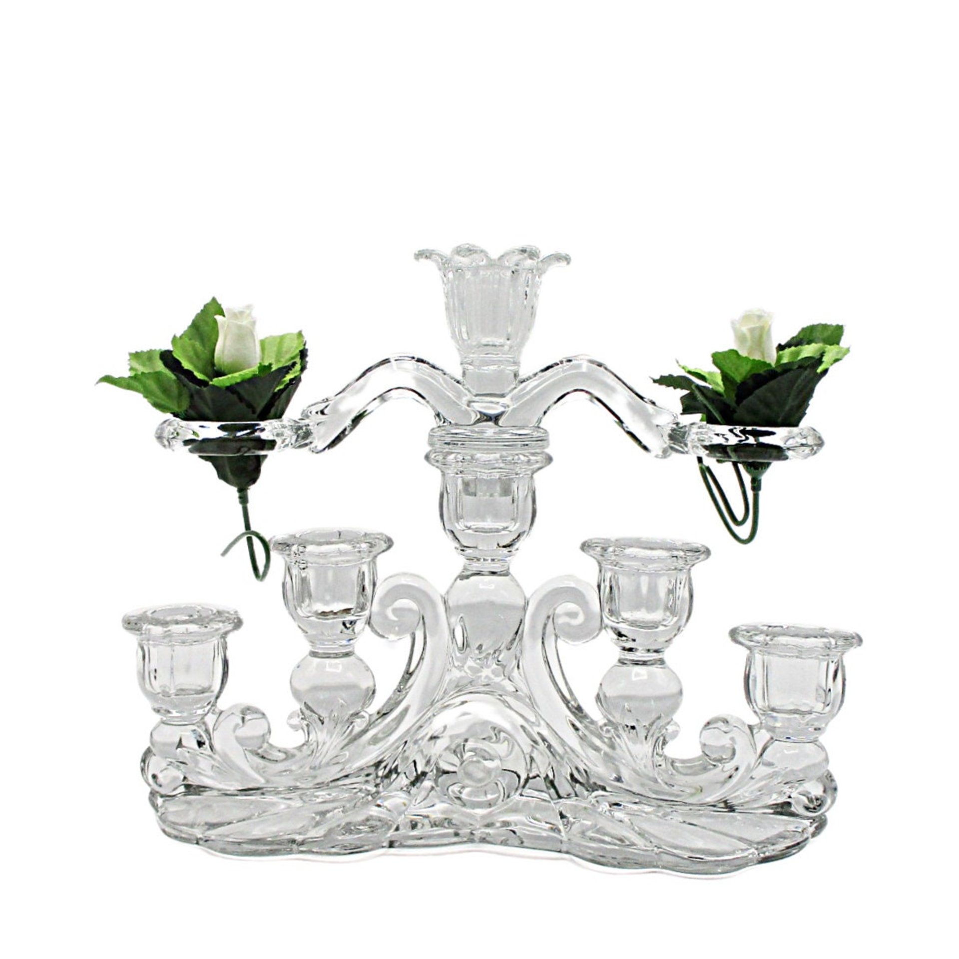 Cambridge Glass, Caprice Oval Candle Holder with Cambridge Arms Epergne, No Vases