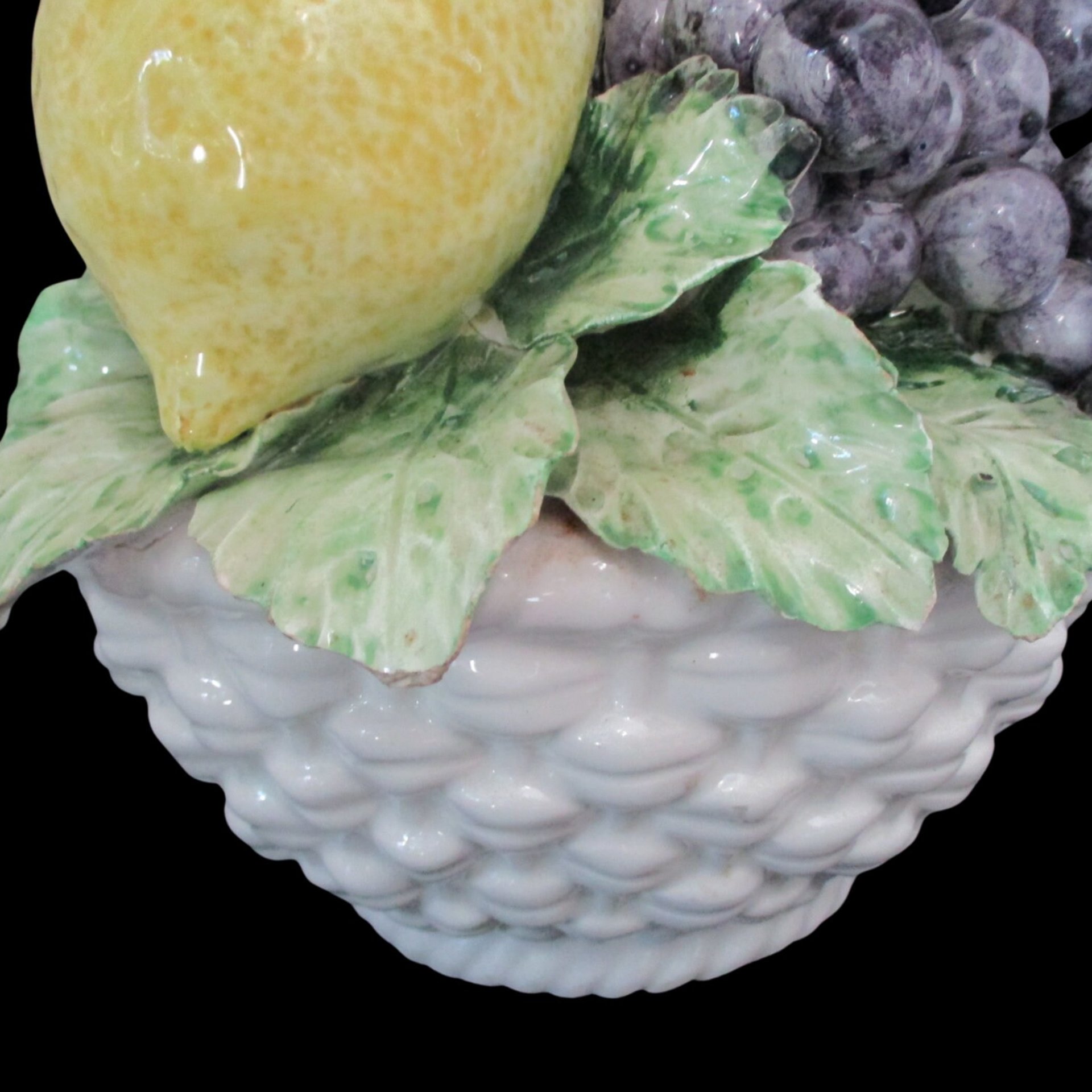 Lemon Topiary Centerpiece, Lemons and Grapes, Made in Italy, In Italian Pottery Basket, Wonderful Condition