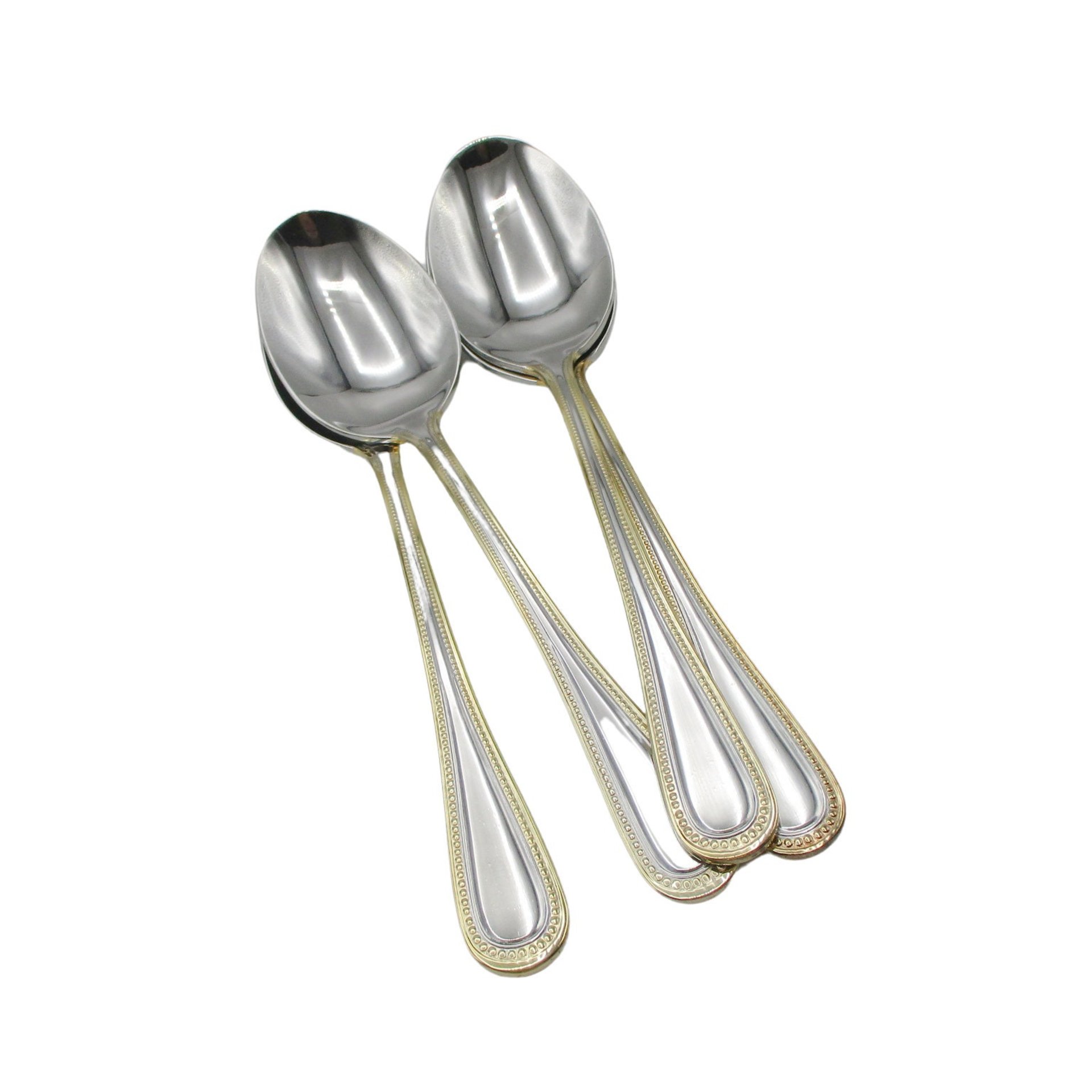 Wallace Gold Royal Bead, Tablespoons, Stainless Steel 18 10, Set of 4, Wallace Replacement Silverware, Multiple Sets Avail