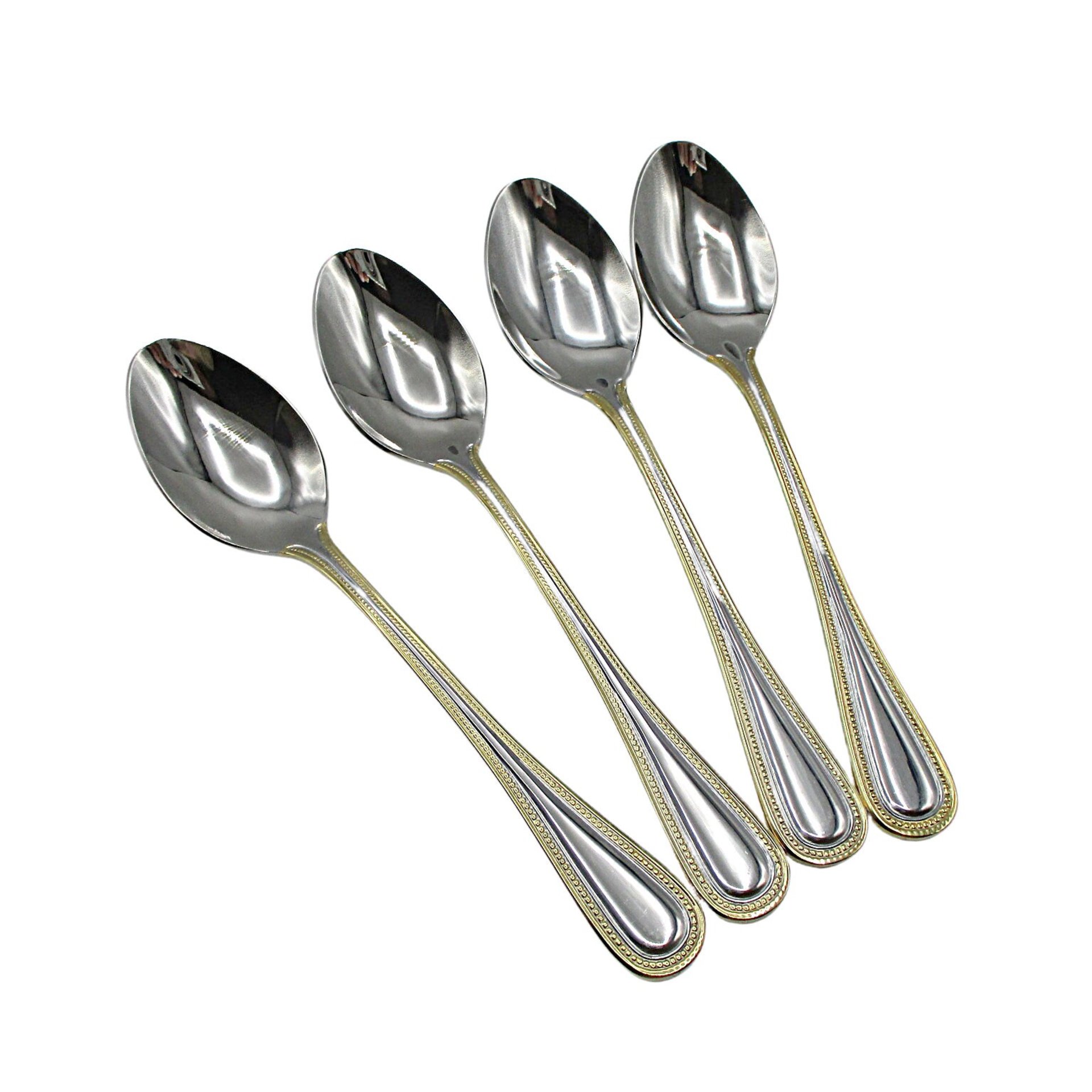 Wallace Gold Royal Bead, Teaspoons, Stainless Steel 18 10, Set of 4, Wallace Replacement Silverware, Multiple Sets Avail