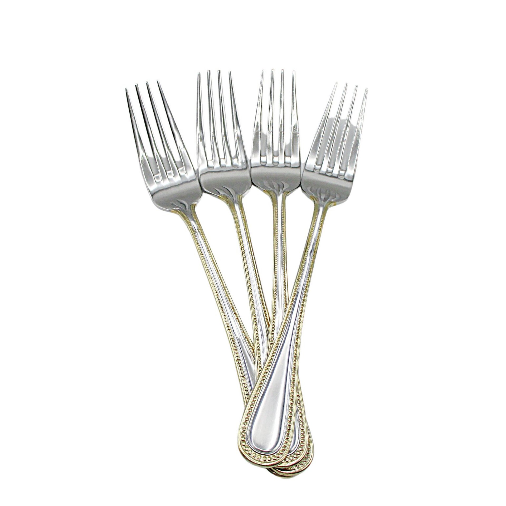 Wallace Gold Royal Bead, Salad Forks, Stainless Steel 18 10, Set of 4, Wallace Replacement Silverware, Multiple Sets Avail