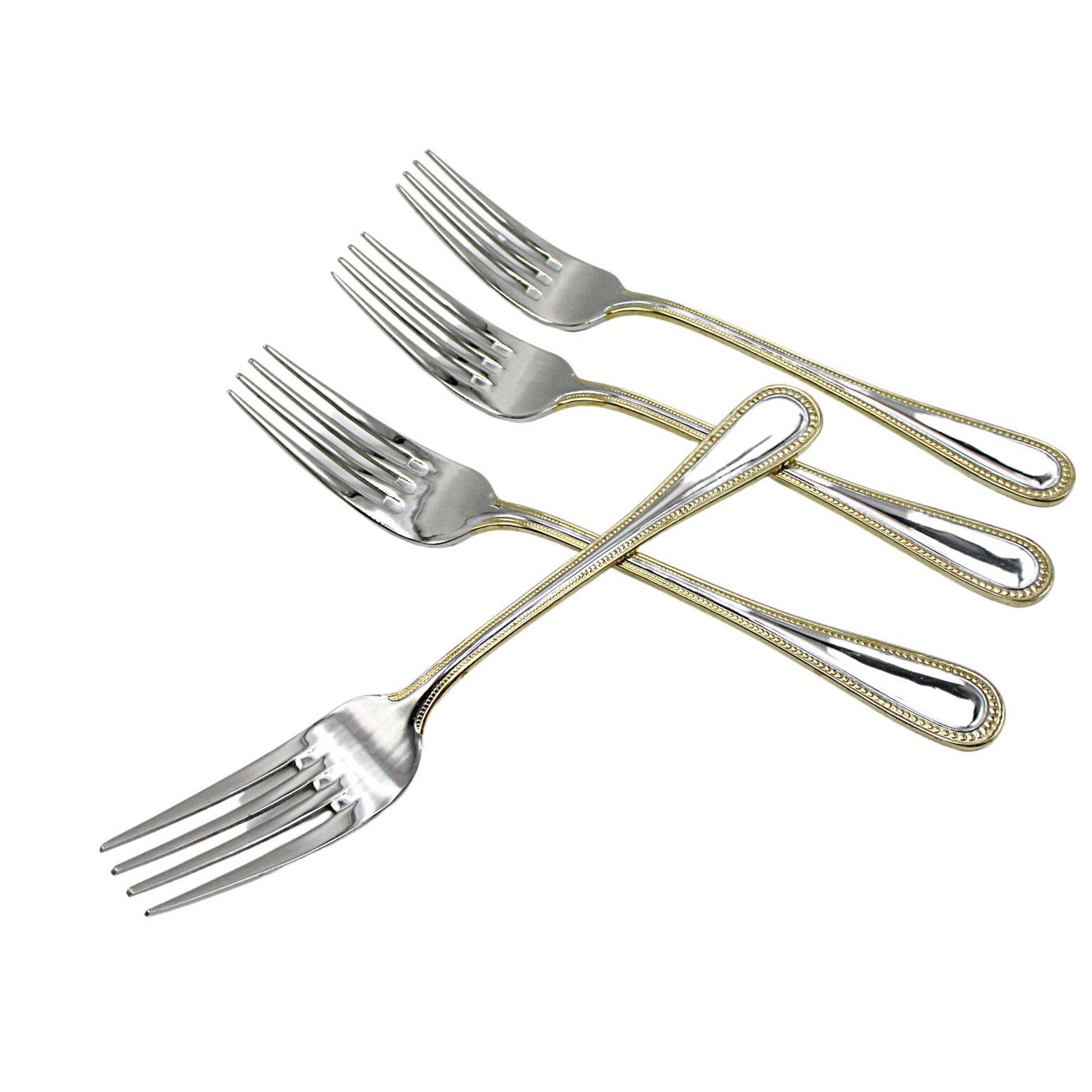Wallace Gold Royal Bead, Salad Forks, Stainless Steel 18 10, Set of 4, Wallace Replacement Silverware, Multiple Sets Avail