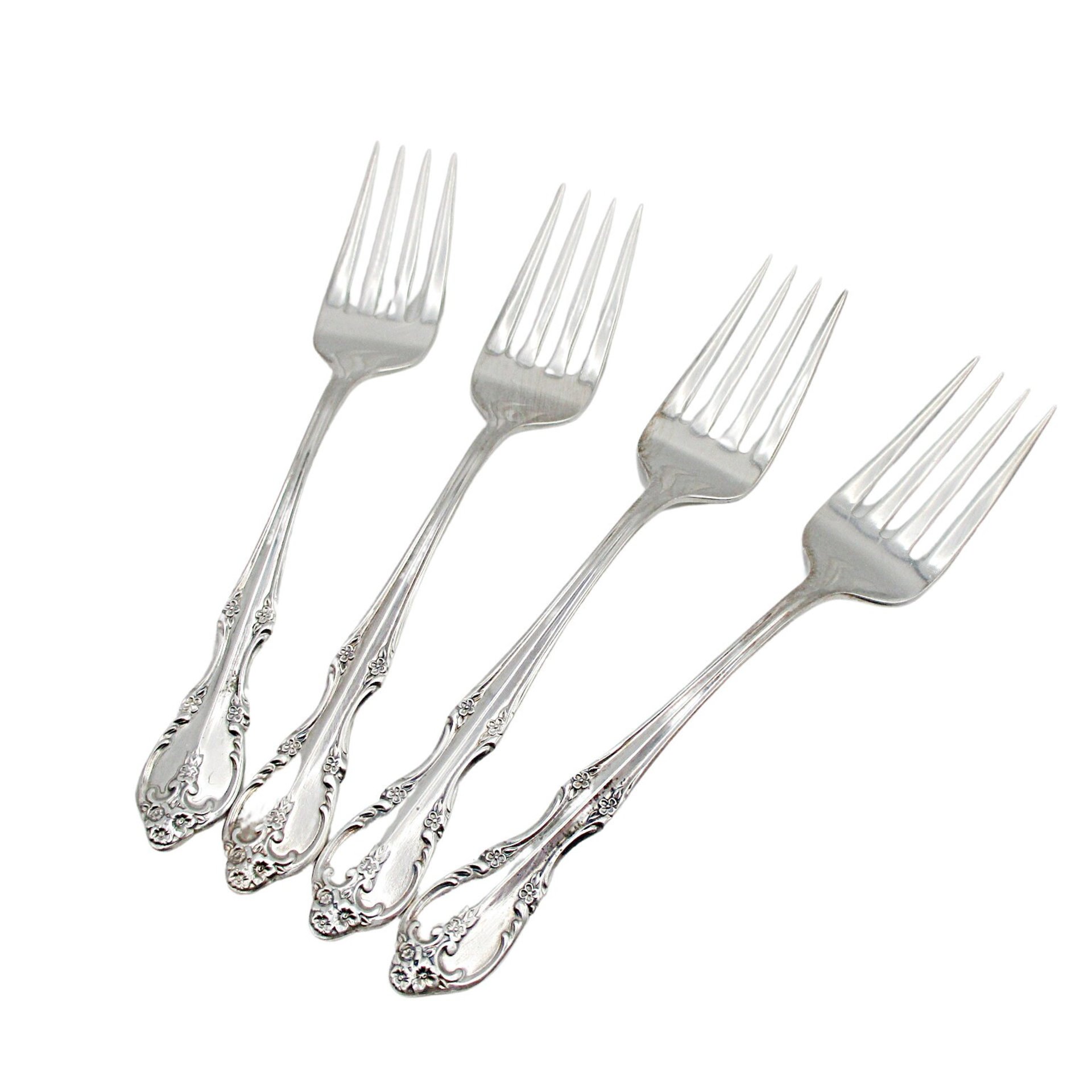 Rogers Southern Splendor, Salad Forks, Set of 4, Silver Plate Silverware, Replacement Pieces