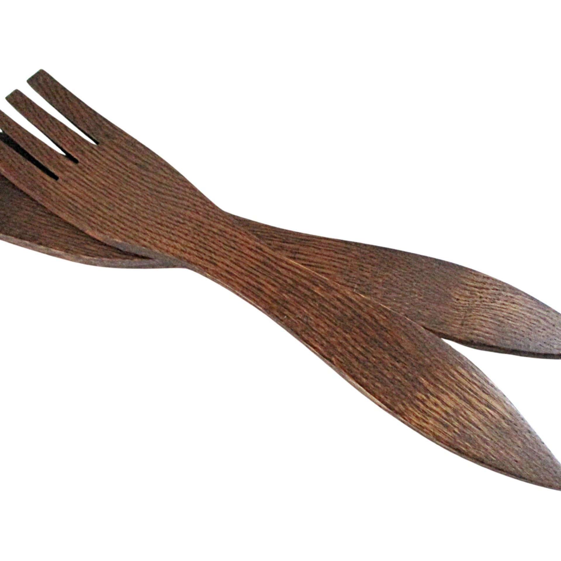 Wooden Salad Serving Fork and Paddle Spoon, Solid Hardwoods, Large Salad Wood Utensils, 16 Inches