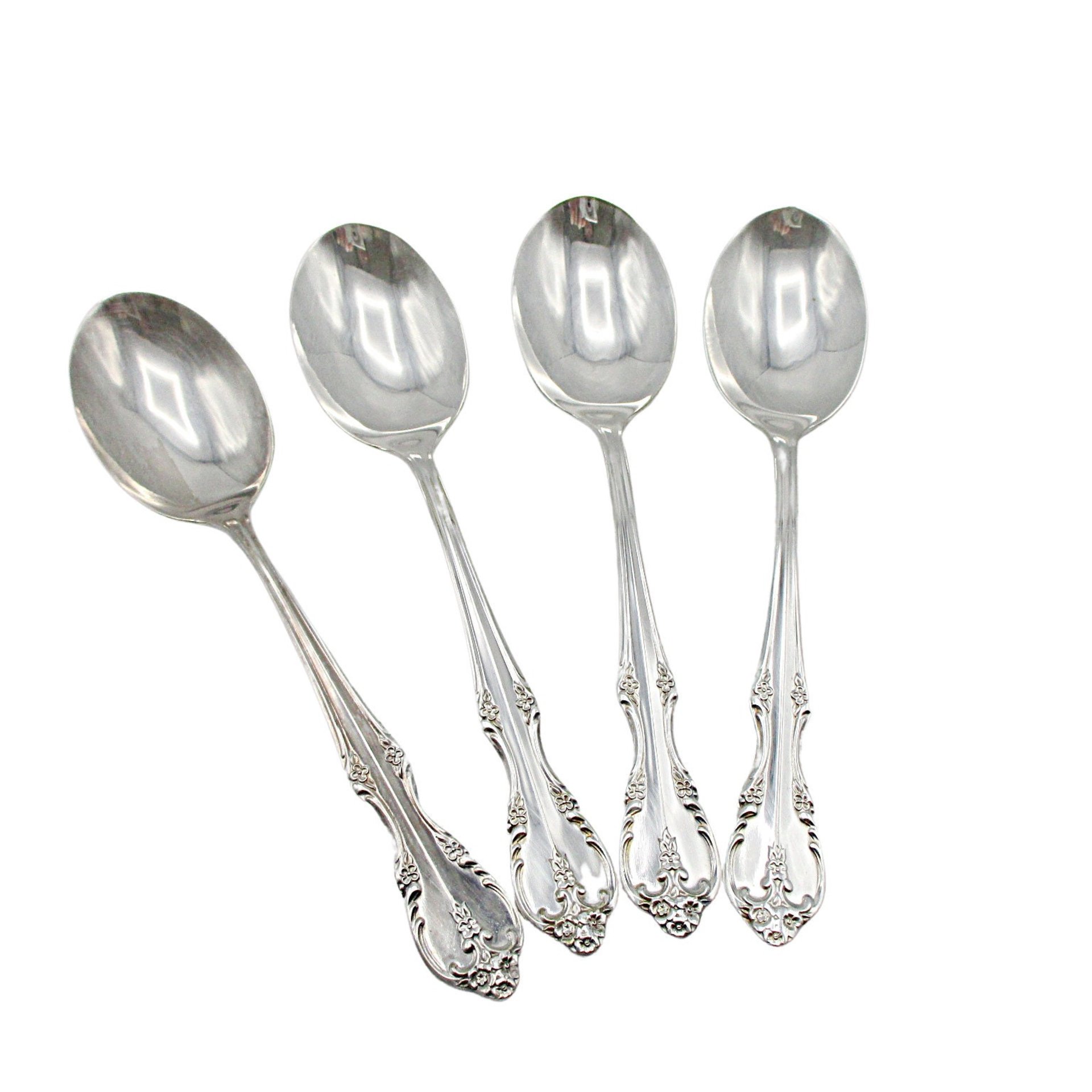 Rogers Southern Splendor, Teaspoons, Set of 4, Silver Plate Silverware, Replacement Pieces