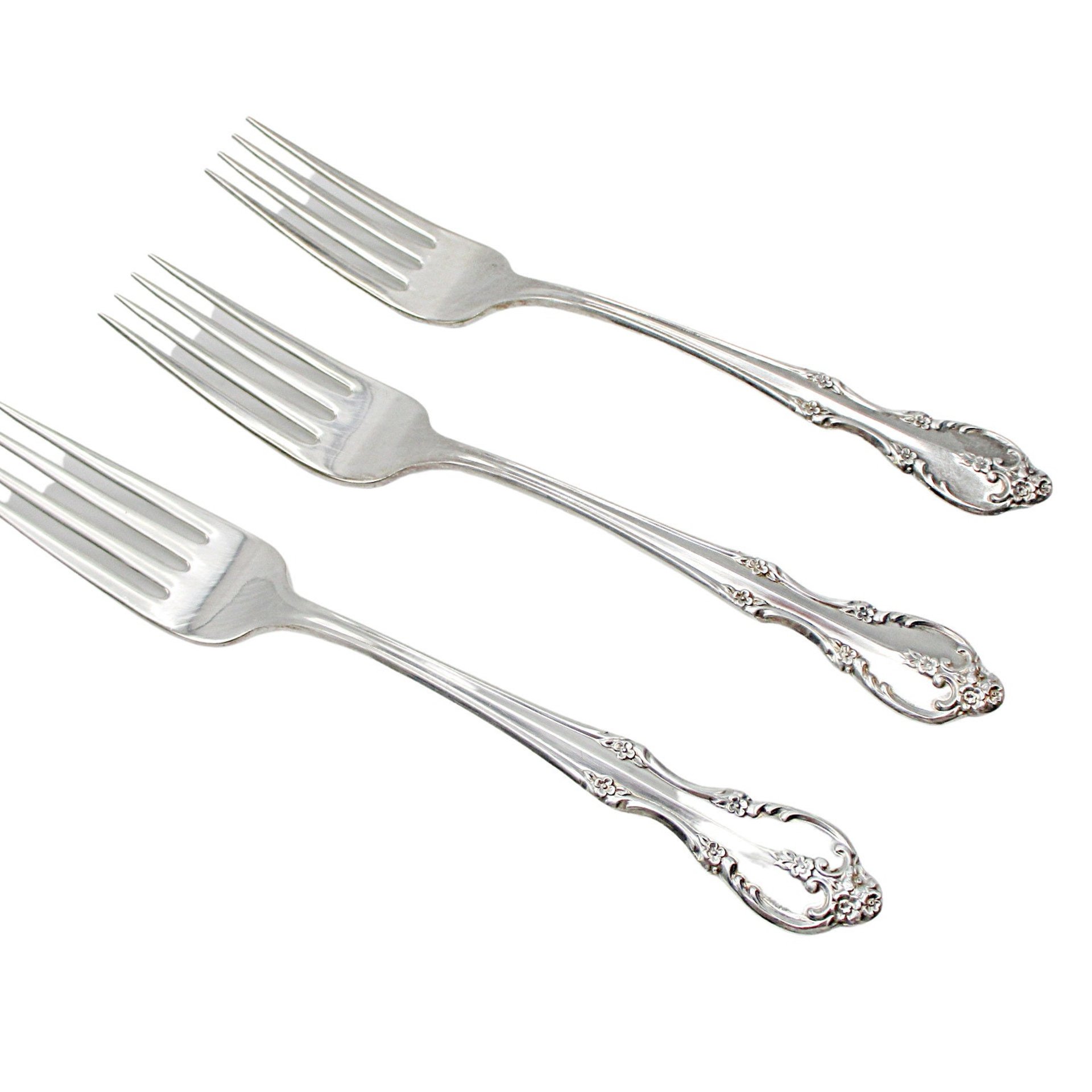 Rogers Southern Splendor, Dinner Forks, Set of 3, Silver Plate Silverware, Replacement Pieces