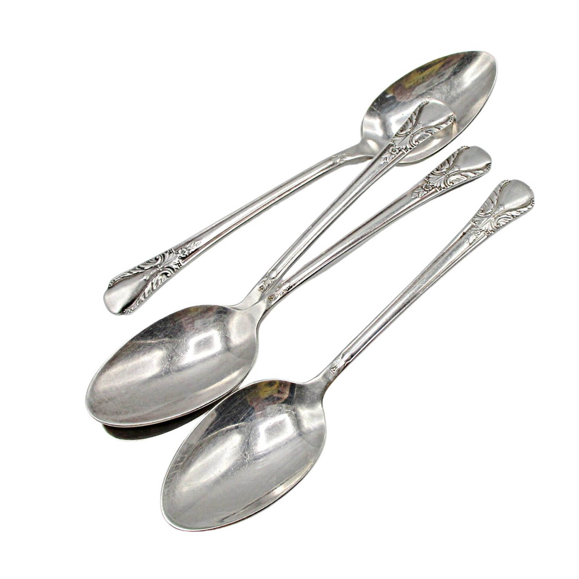 Rogers Silver Plate Flatware Avalon or Cabin, Set of 4, Teaspoons, Multiple Sets Available, Replacement Silverware, 1940s