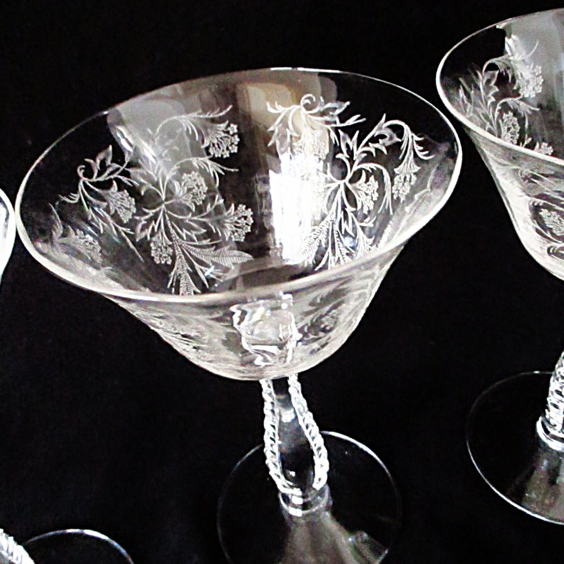 Fostoria Heather Tall Champagne Coupes Glasses, Set of 3, Bridal and Toasting Glasses, Great Condition