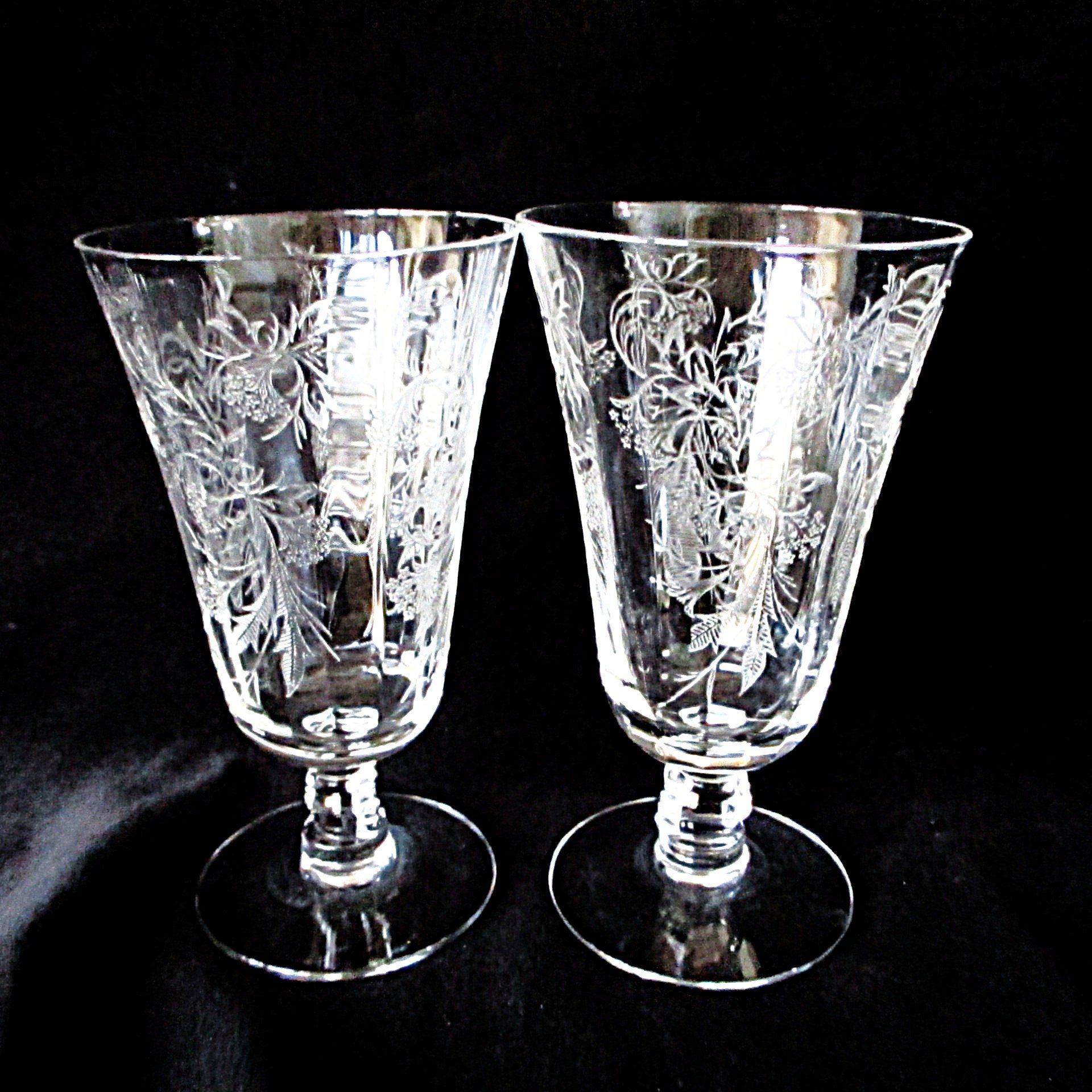 Fostoria Heather Juice Glasses, Set of 2, Fine Crystal Stemware, Great Condition