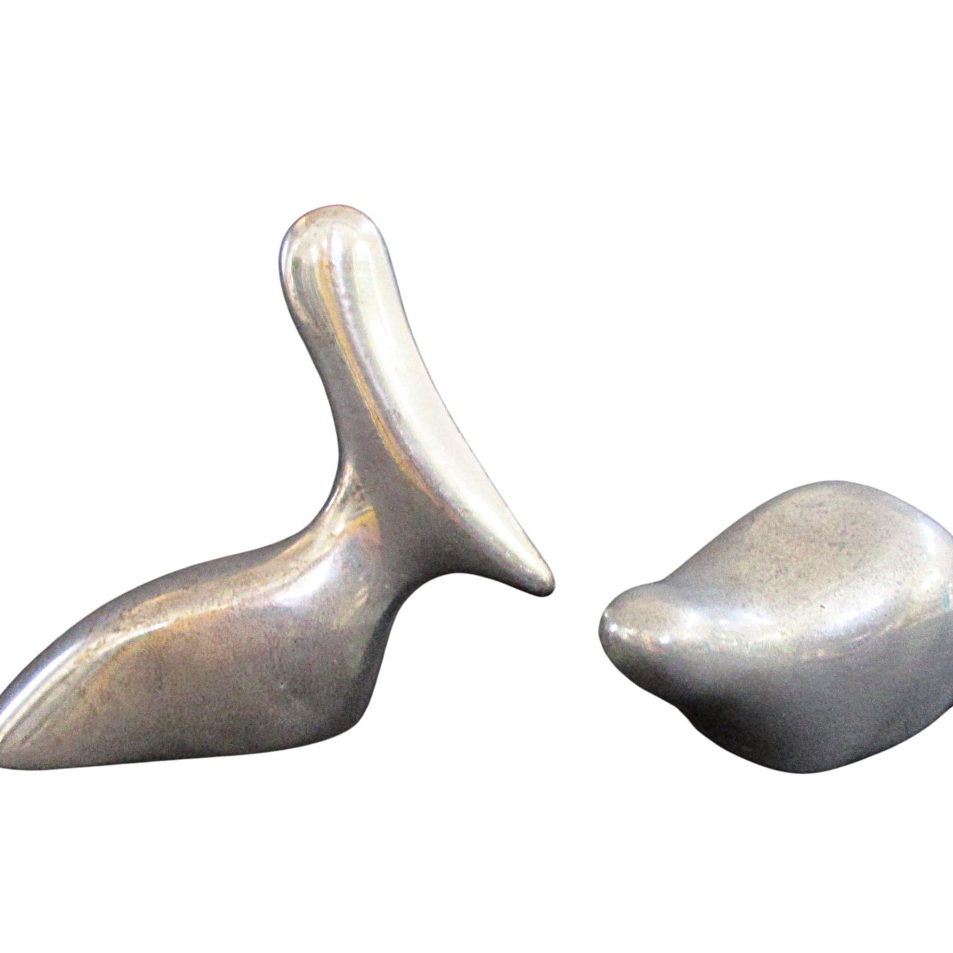 Pair of Hoselton Sculptures, Beaver 1202 and Pelican 1031, Mid Century Modernist, Hand Cast Aluminum Art