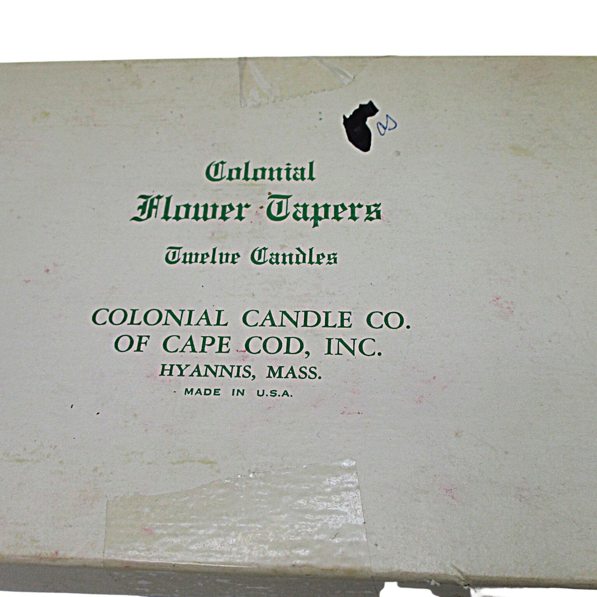 Vintage Long Tapers, Colonial Candle Co of Cape Cod, Hyannis Mass, Box of 12, Still Wrapped, Never Opened, Creamy White, 14 Inches