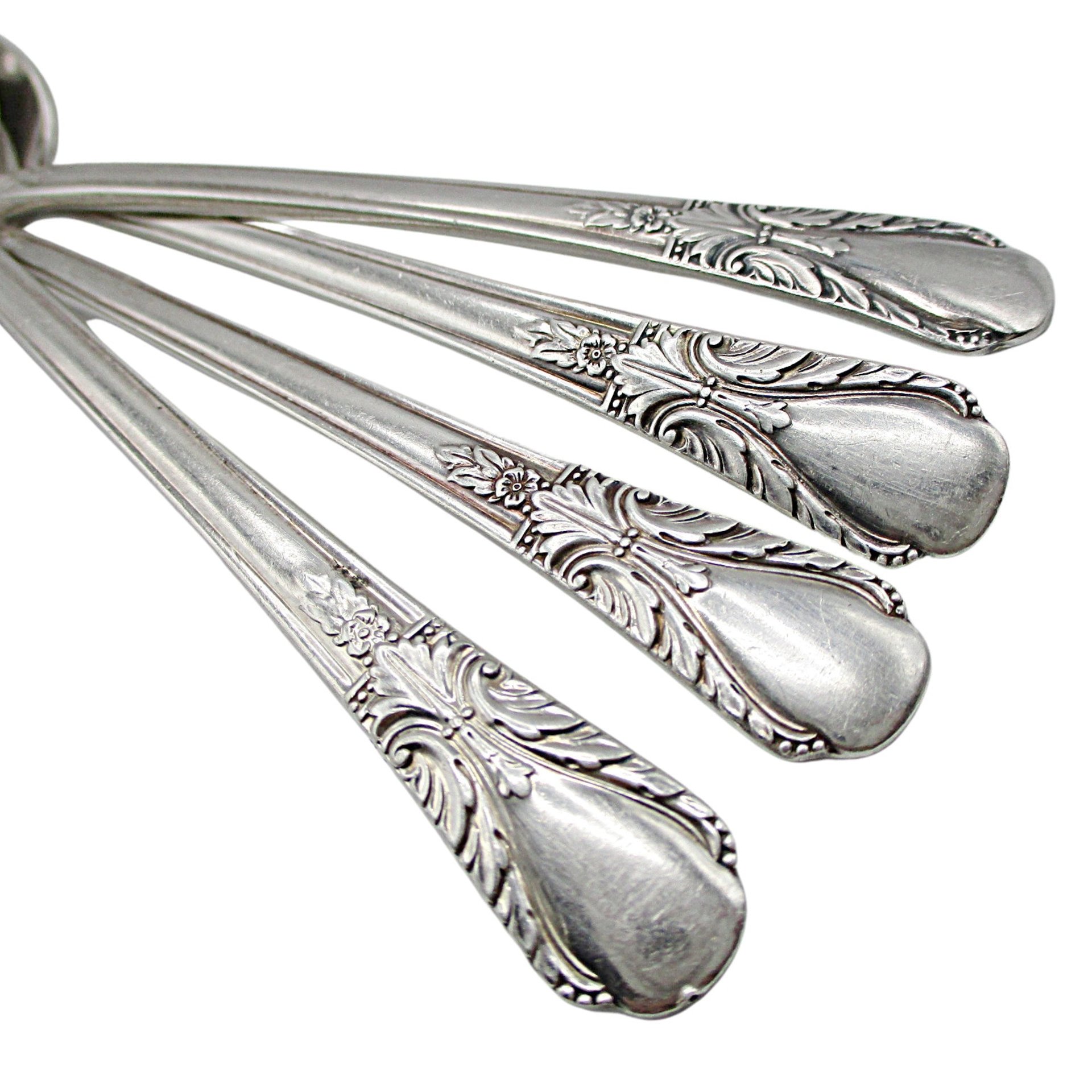 Rogers Silver Plate Flatware Avalon or Cabin, Set of 4, Teaspoons, Multiple Sets Available, Replacement Silverware, 1940s