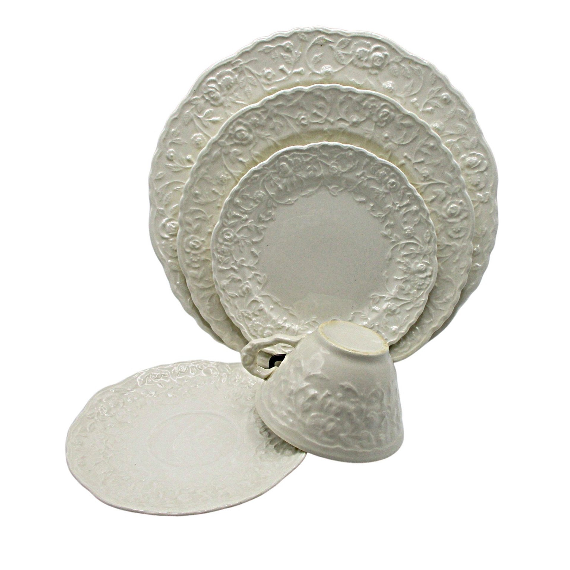 Pope Gosser, Rose Point China by Stuebenville, Place Settings and Replacement Pieces, Your Choice, Creamy White, Deeply Embossed Florals