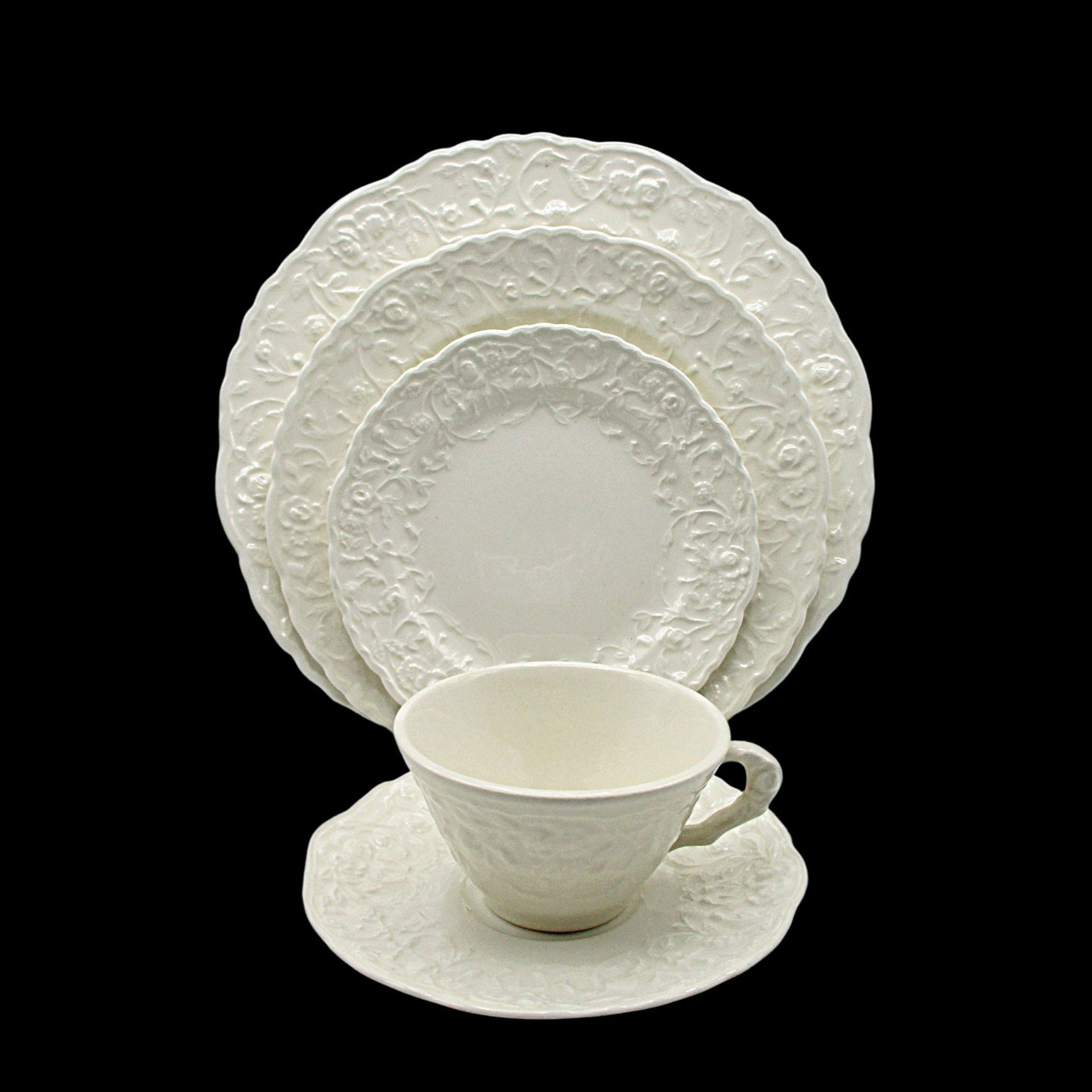 Pope Gosser, Rose Point China by Stuebenville, Place Settings and Replacement Pieces, Your Choice, Creamy White, Deeply Embossed Florals