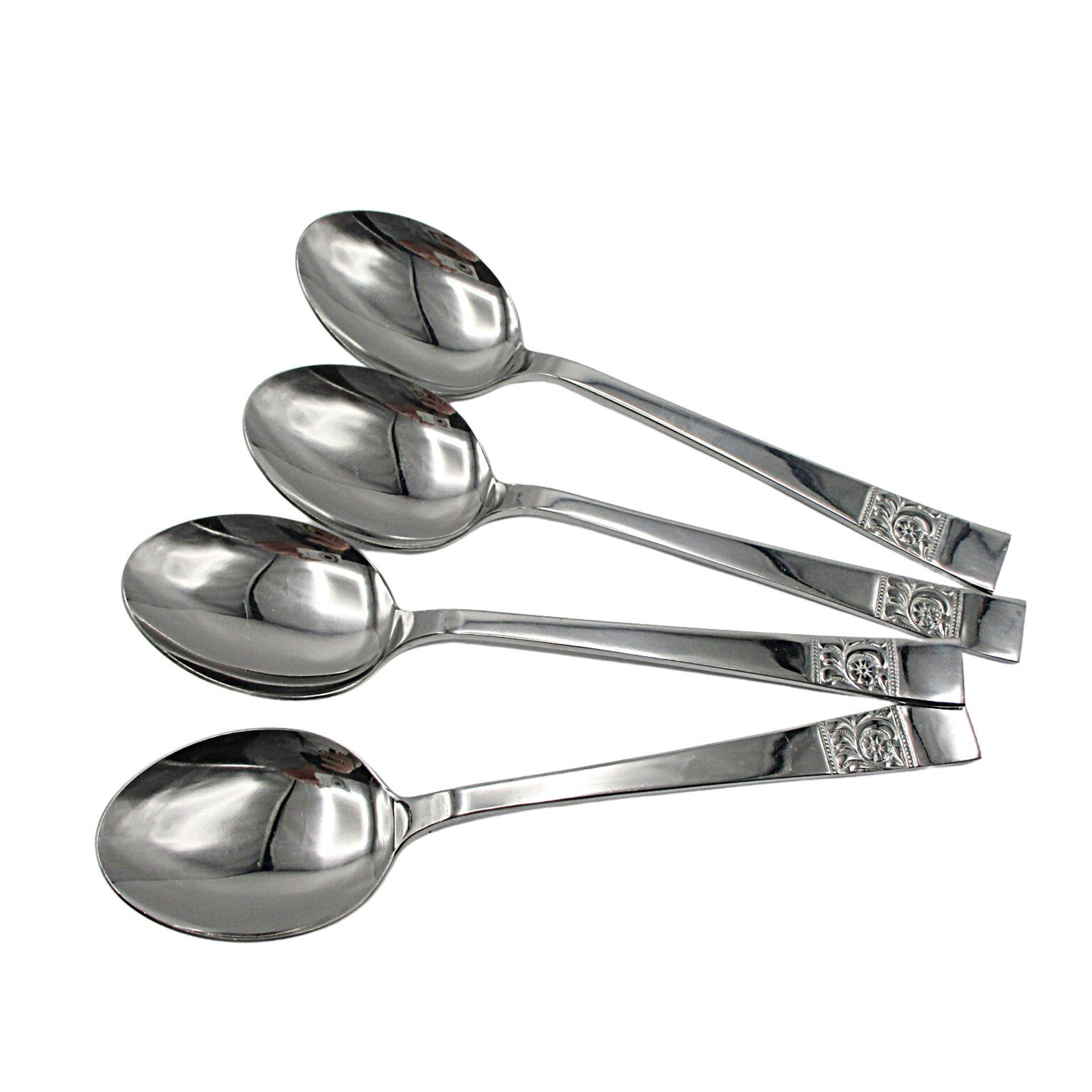 Stainless Steel Flatware, Japan, Unknown Pattern, 4 Soup or Place Spoons, Replacement Flatware