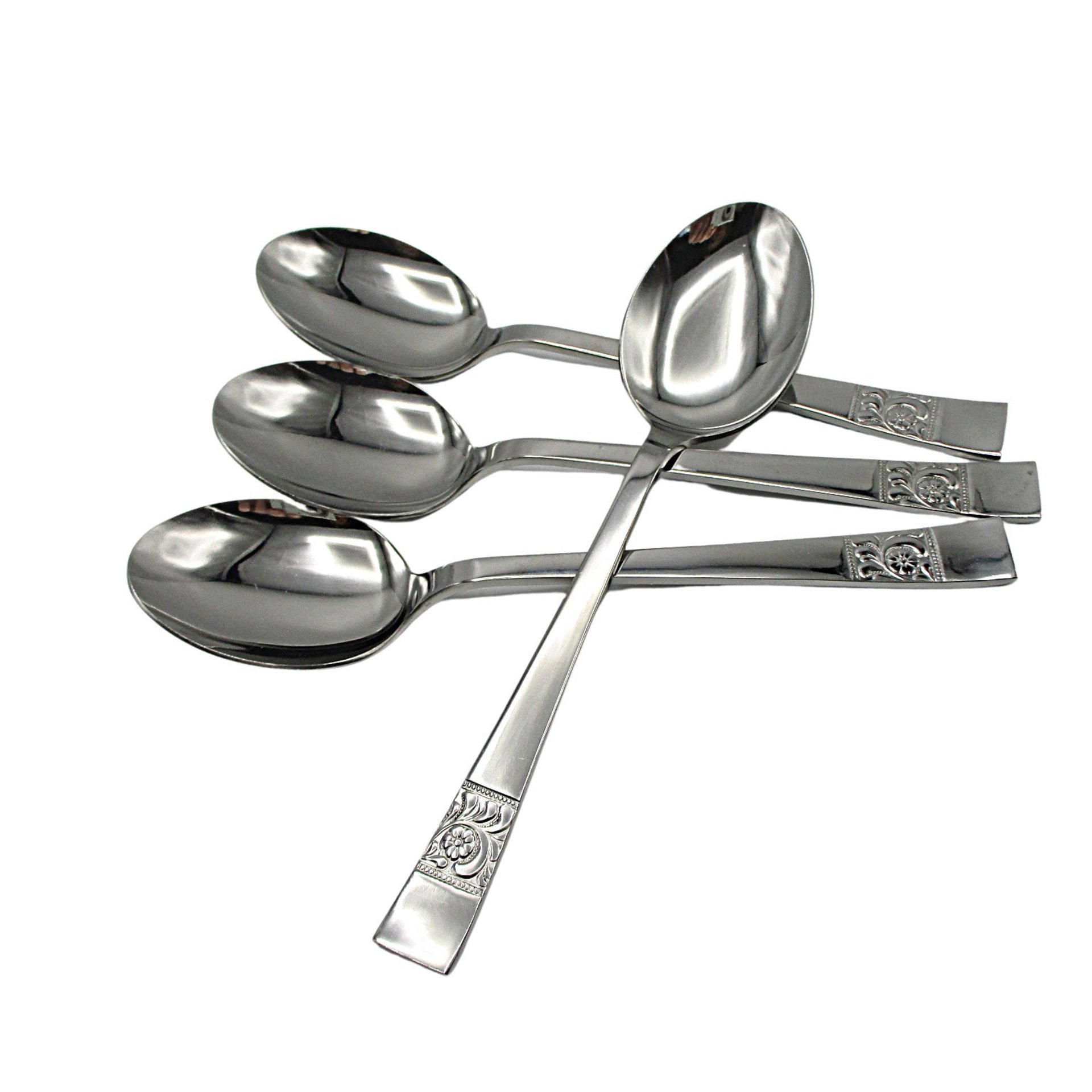 Stainless Steel Flatware, Japan, Unknown Pattern, 4 Soup or Place Spoons, Replacement Flatware