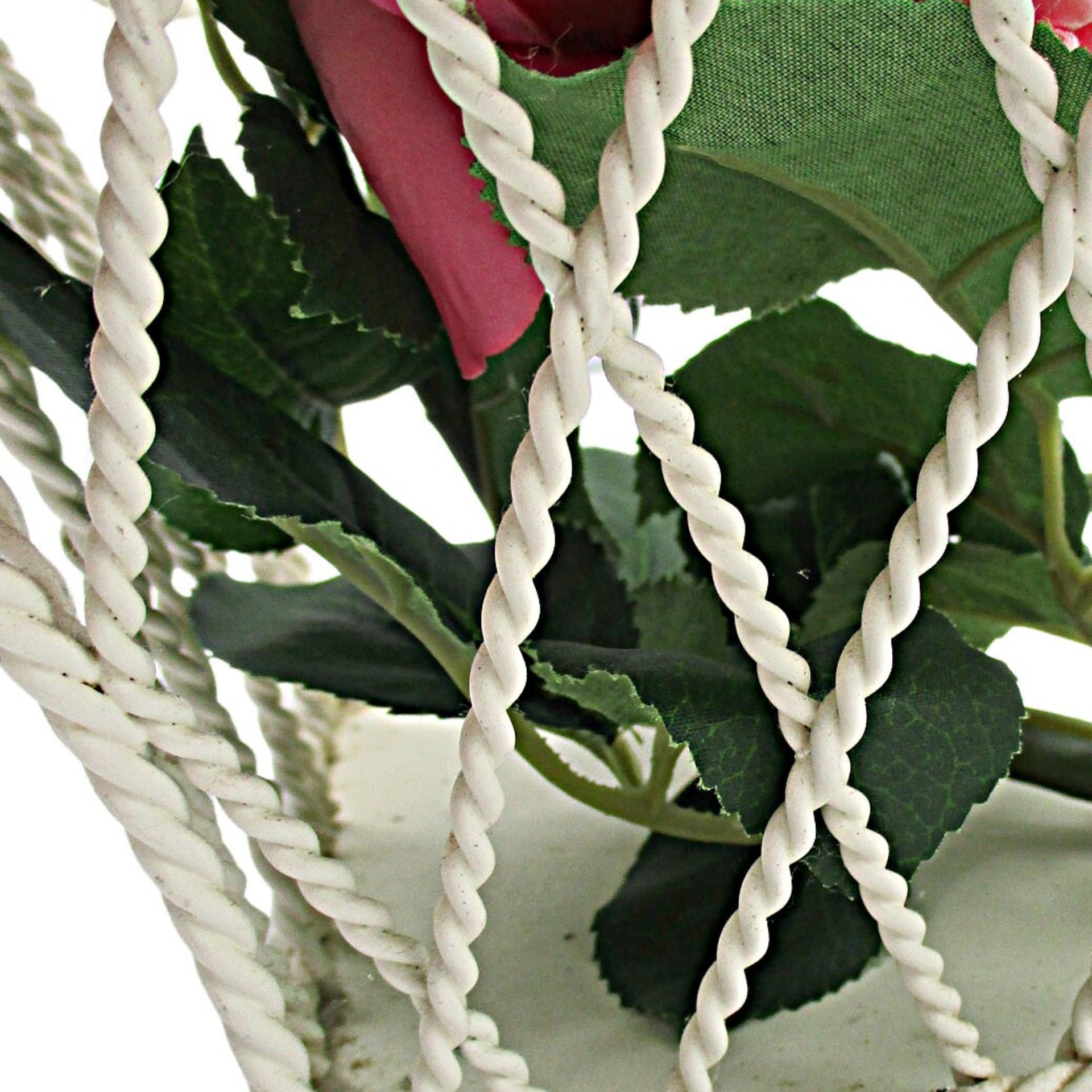 Wire Basket, Double Handled, Twisted Metal, Flower Holder, Solid Bottom, Lattice Sides, 15in X 9in, Farmhouse Cottage Decor