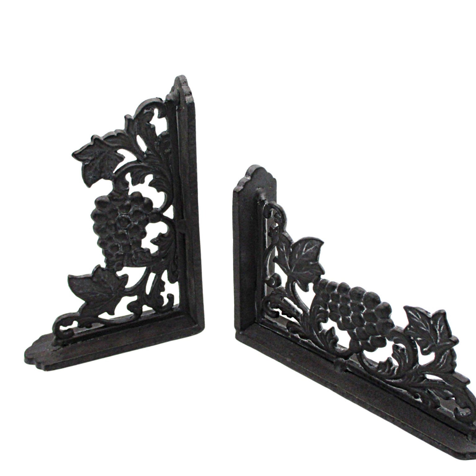 Cast Iron Bookends, Black Grapes and Vines, Epic Brand, Short or Tall, Very Heavy, Gift for Wine Lover