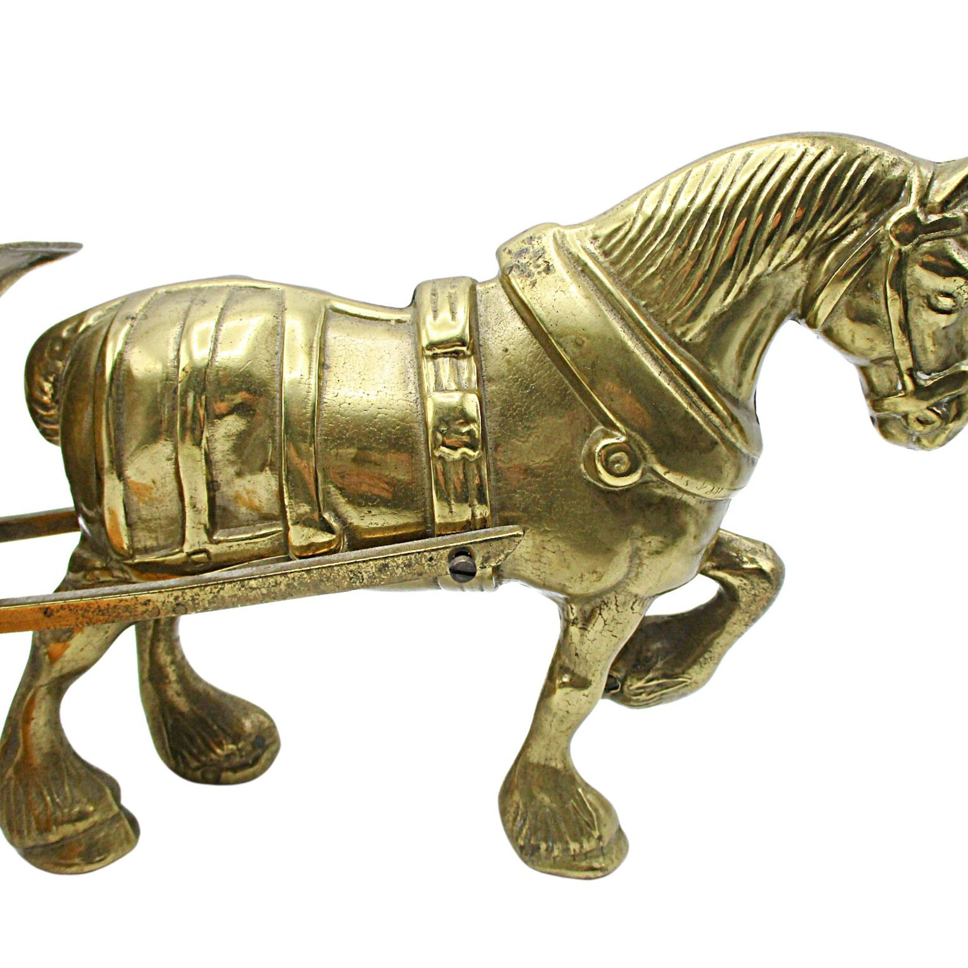 Large Brass Draft Horse Pulling Wagon, Farmhouse Decor, Planter, Gift for Horse Lover, 17 Inches Long, Work Horse and Wagon Statue