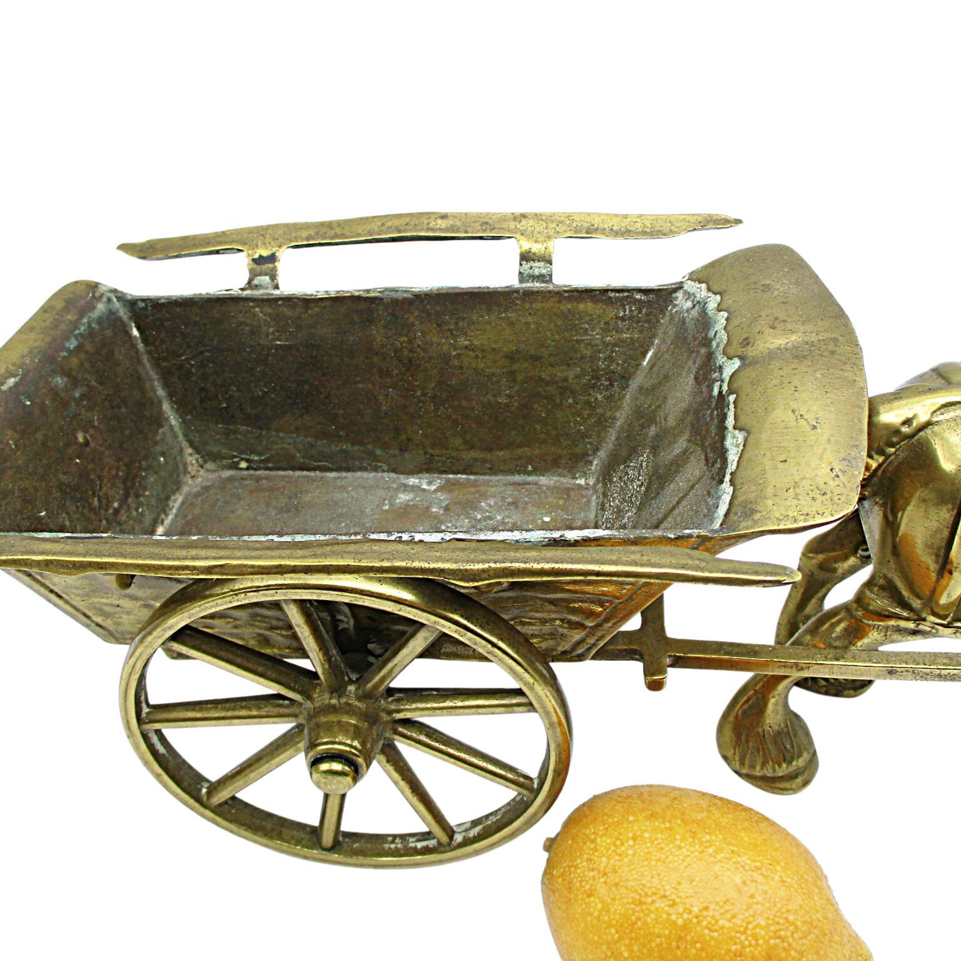 Large Brass Draft Horse Pulling Wagon, Farmhouse Decor, Planter, Gift for Horse Lover, 17 Inches Long, Work Horse and Wagon Statue
