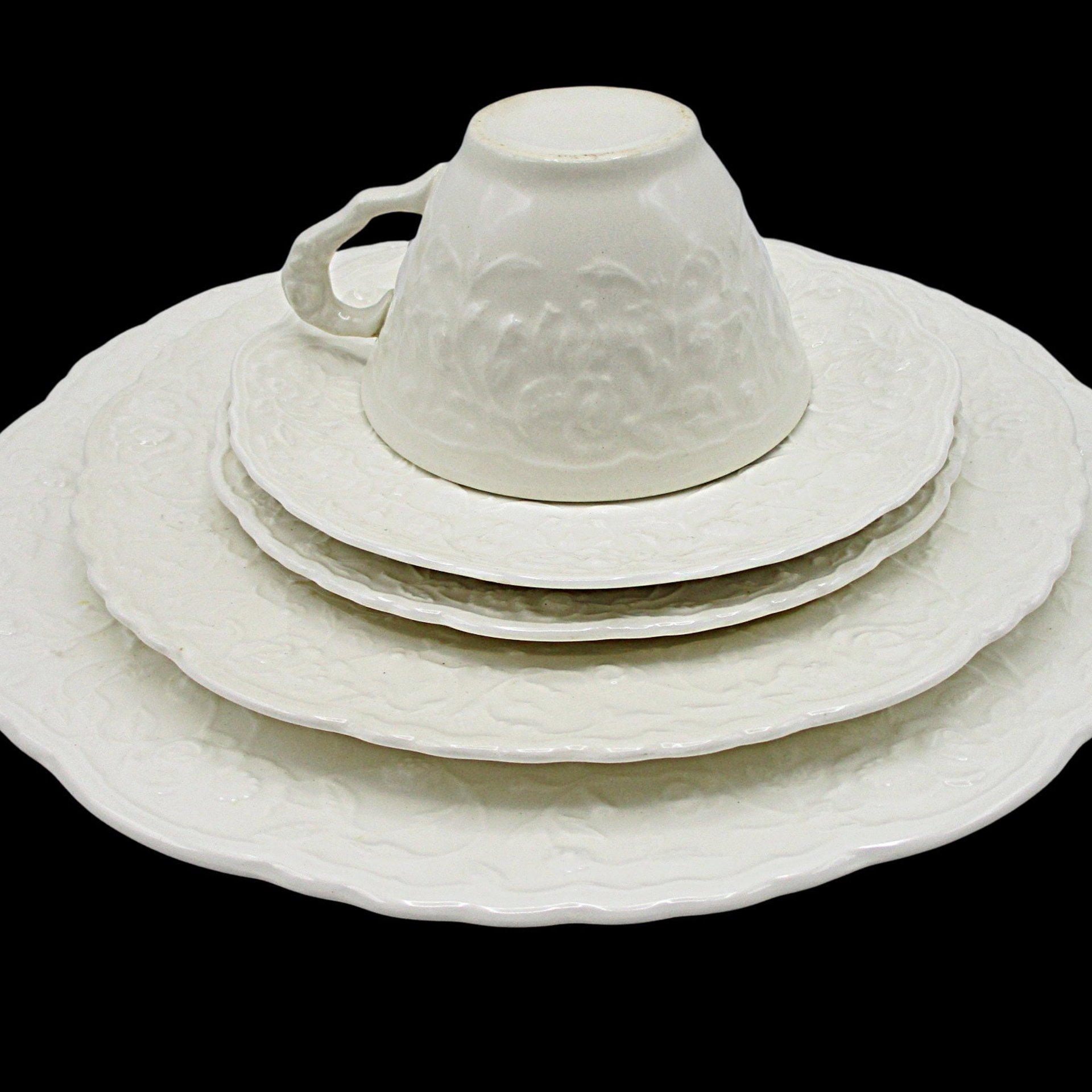 Pope Gosser, Rose Point China by Stuebenville, Place Settings and Replacement Pieces, Your Choice, Creamy White, Deeply Embossed Florals
