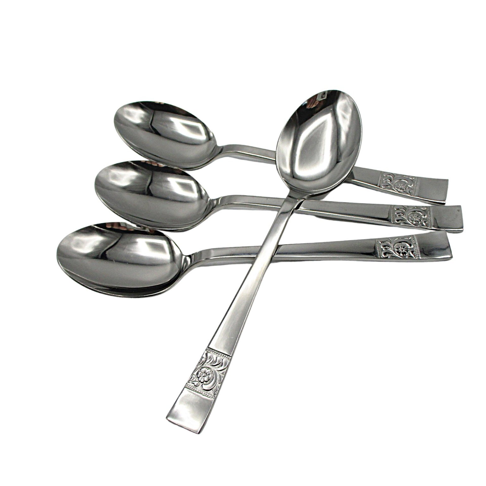 Stainless Steel Flatware, Japan, Unknown Pattern, 4 Soup or Place Spoons, Replacement Flatware