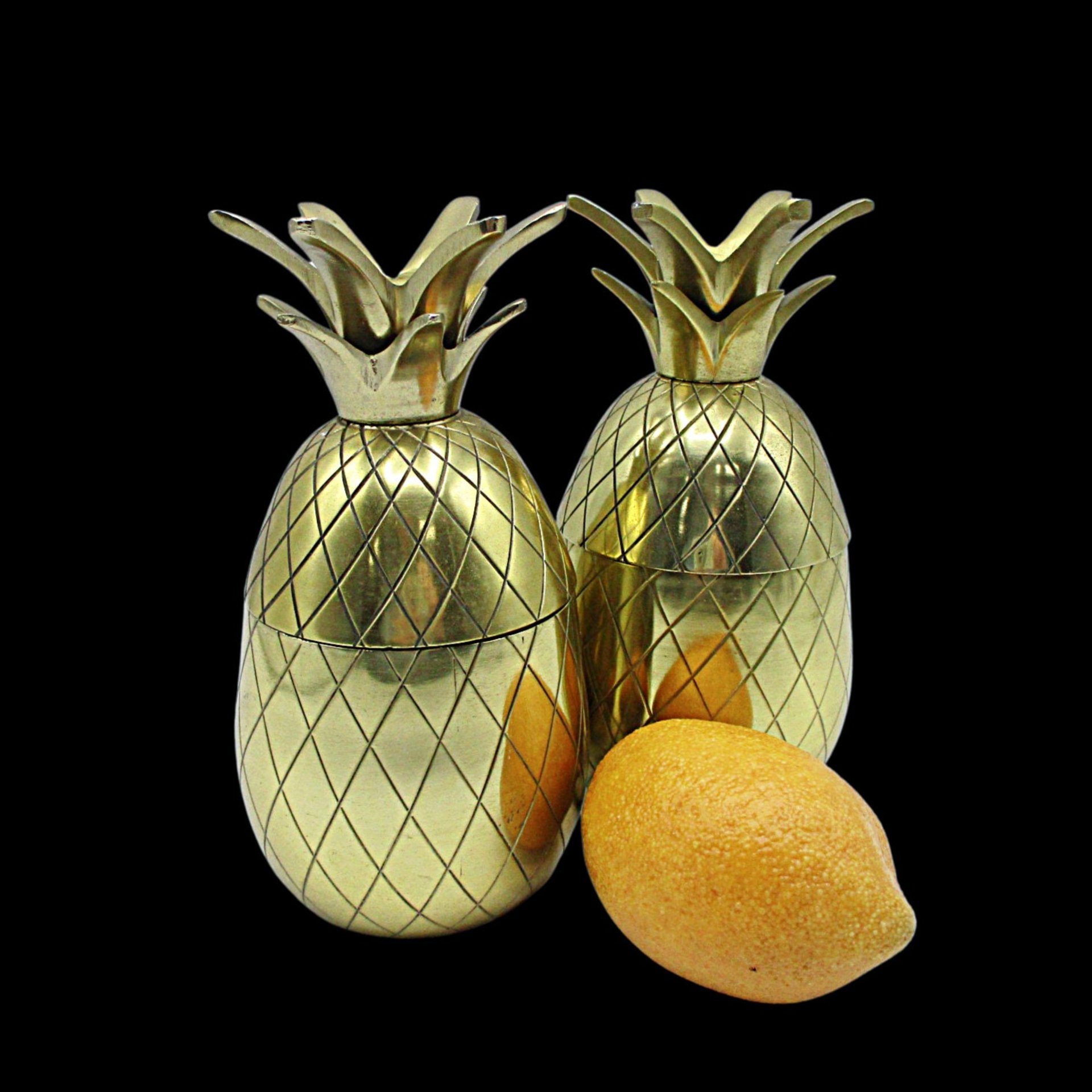 Brass Pineapples, Candle Holders, 6 Inch, Open for Storage, Mantel Decor, Hospitality Gift, Tablescaping, Tropical Decor, Set of 2