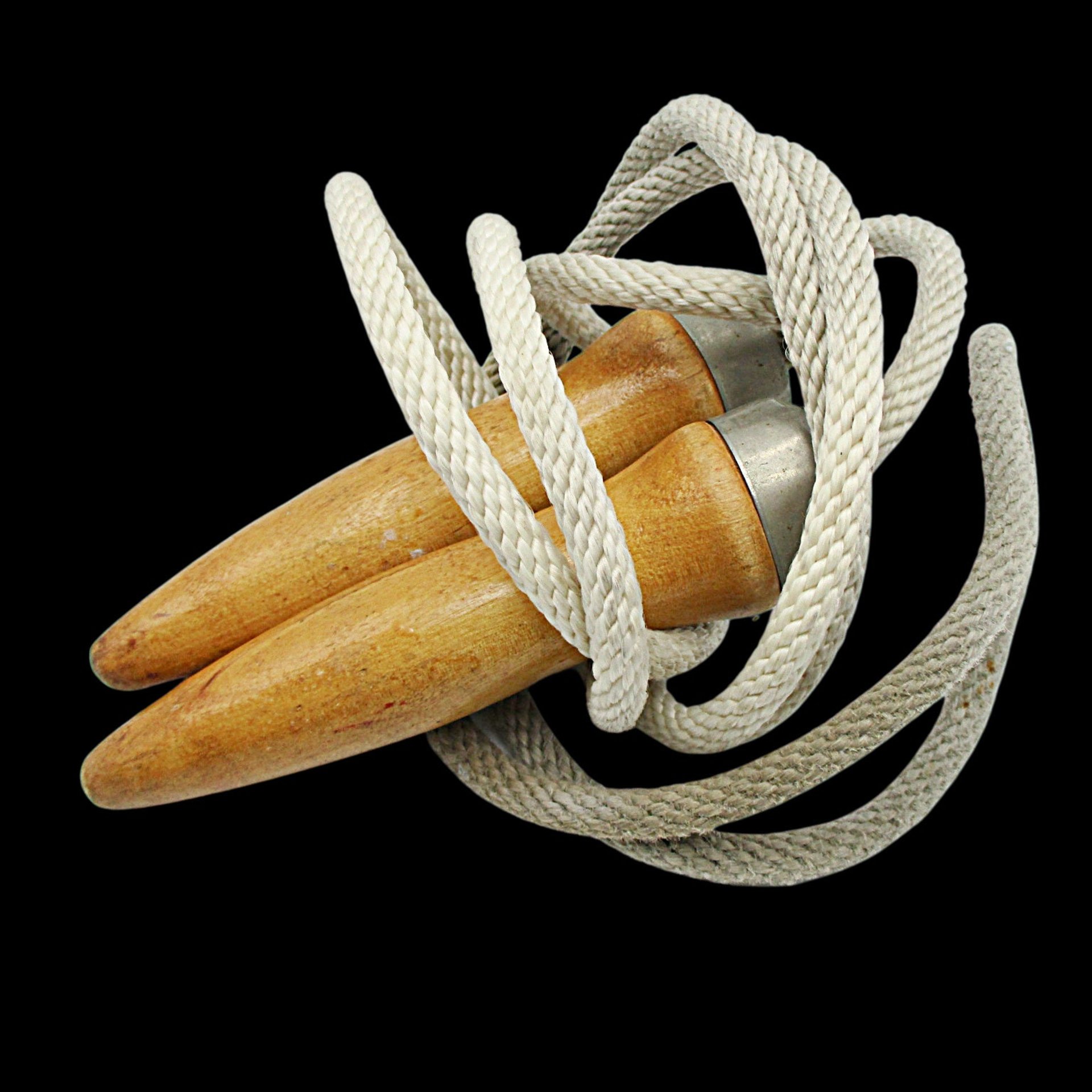 Vintage Jump Rope, Large Wooden Handles, Sturdy Cotton Rope, Adult Jump Rope, Exercise Rope