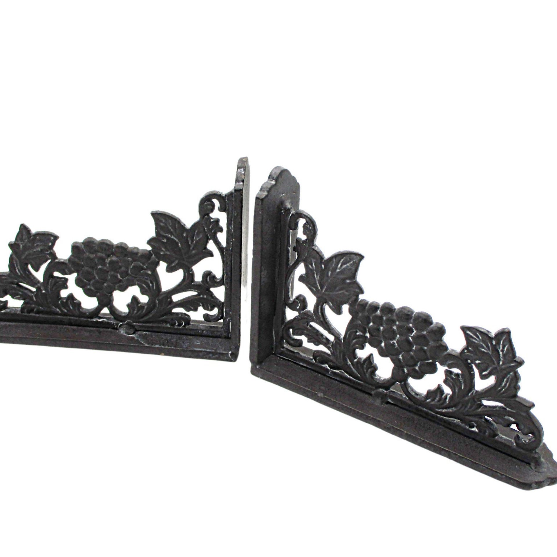 Cast Iron Bookends, Black Grapes and Vines, Epic Brand, Short or Tall, Very Heavy, Gift for Wine Lover