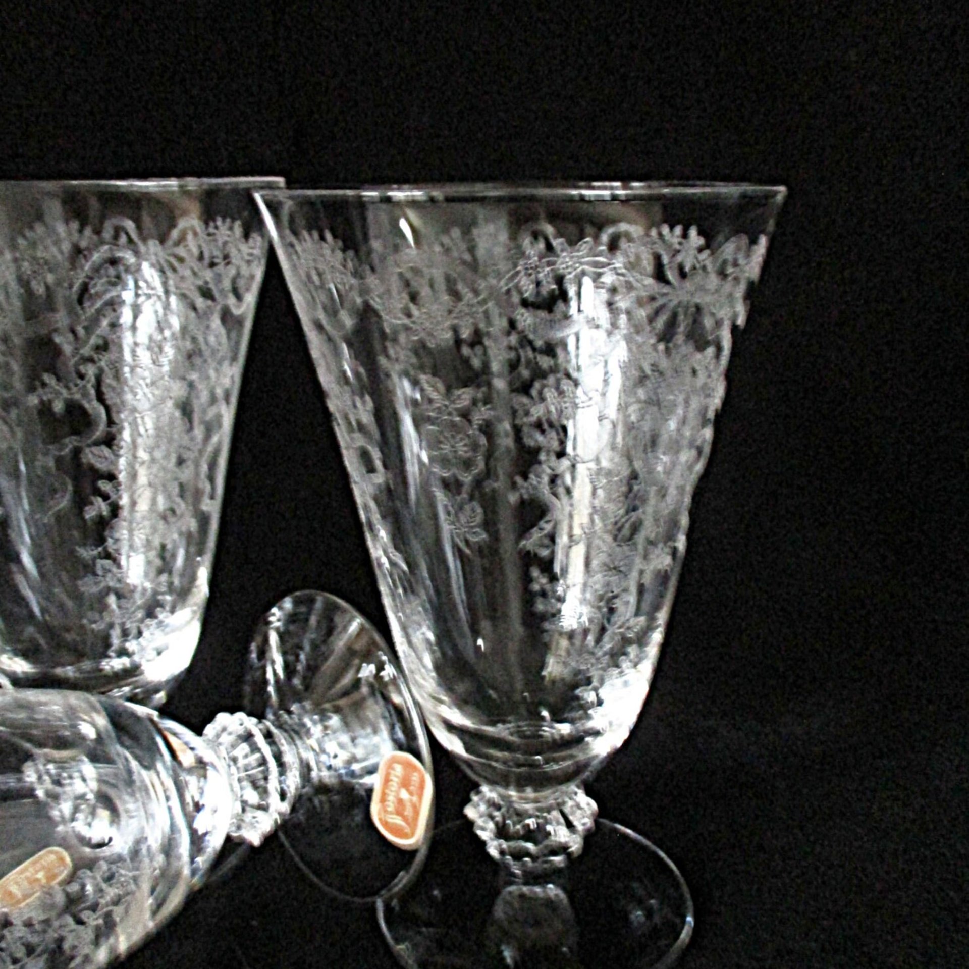 Fostoria Romance Tumblers, Set of 4, Etched Crystal Stemware, Replacement Fostoria Romance, Excellent Condition