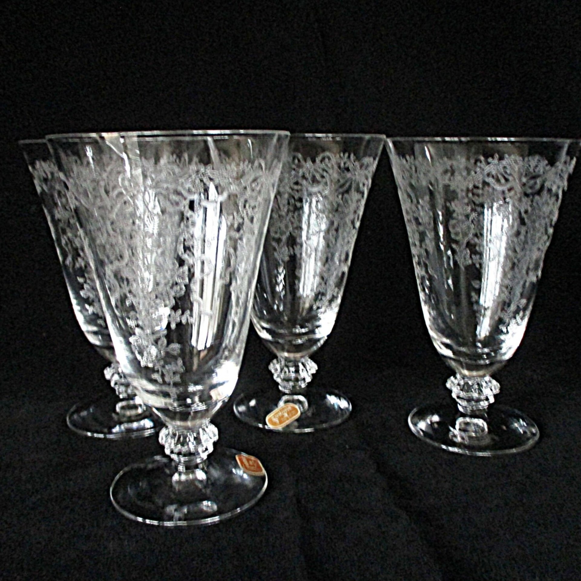 Fostoria Romance Tumblers, Set of 4, Etched Crystal Stemware, Replacement Fostoria Romance, Excellent Condition