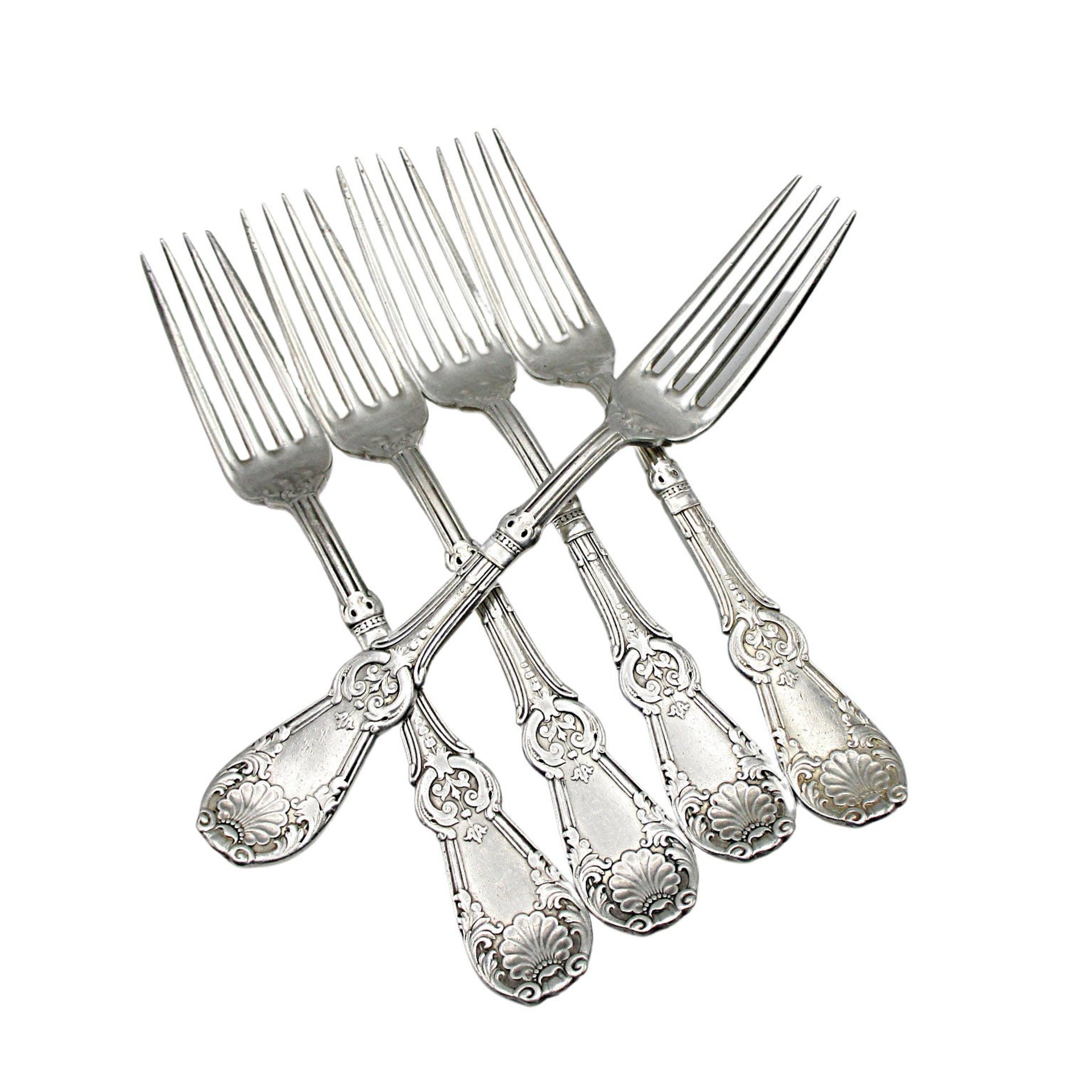 Rogers Silver Plate Flatware Tuxedo Pattern, Dinner Forks, Set of 4 OR Set of 5, Antique Late 1800s