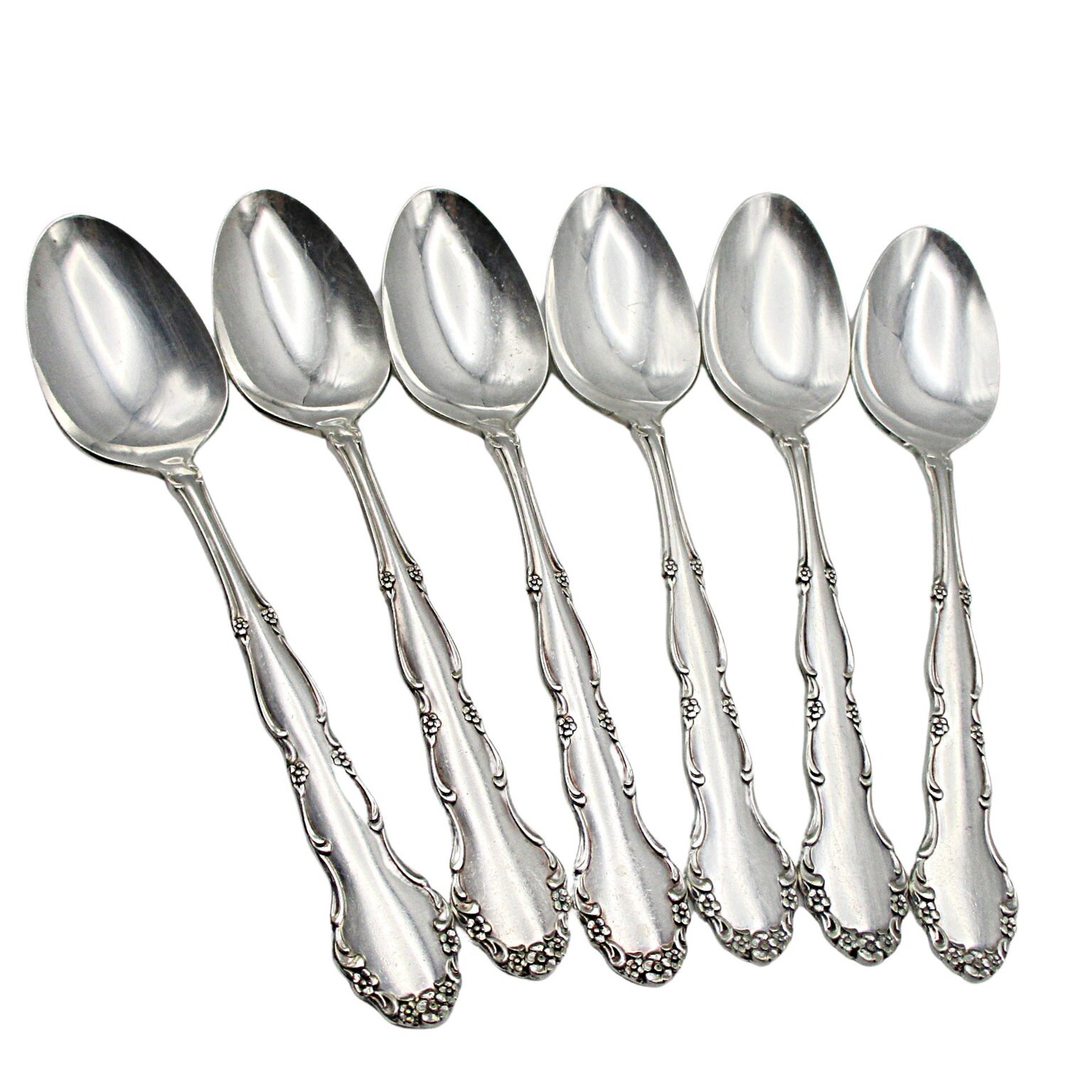 Rogers Silver Plate Teaspoons, Flirtation, Sets of 4 or Set of 6, Your Choice, Replacement Spoons