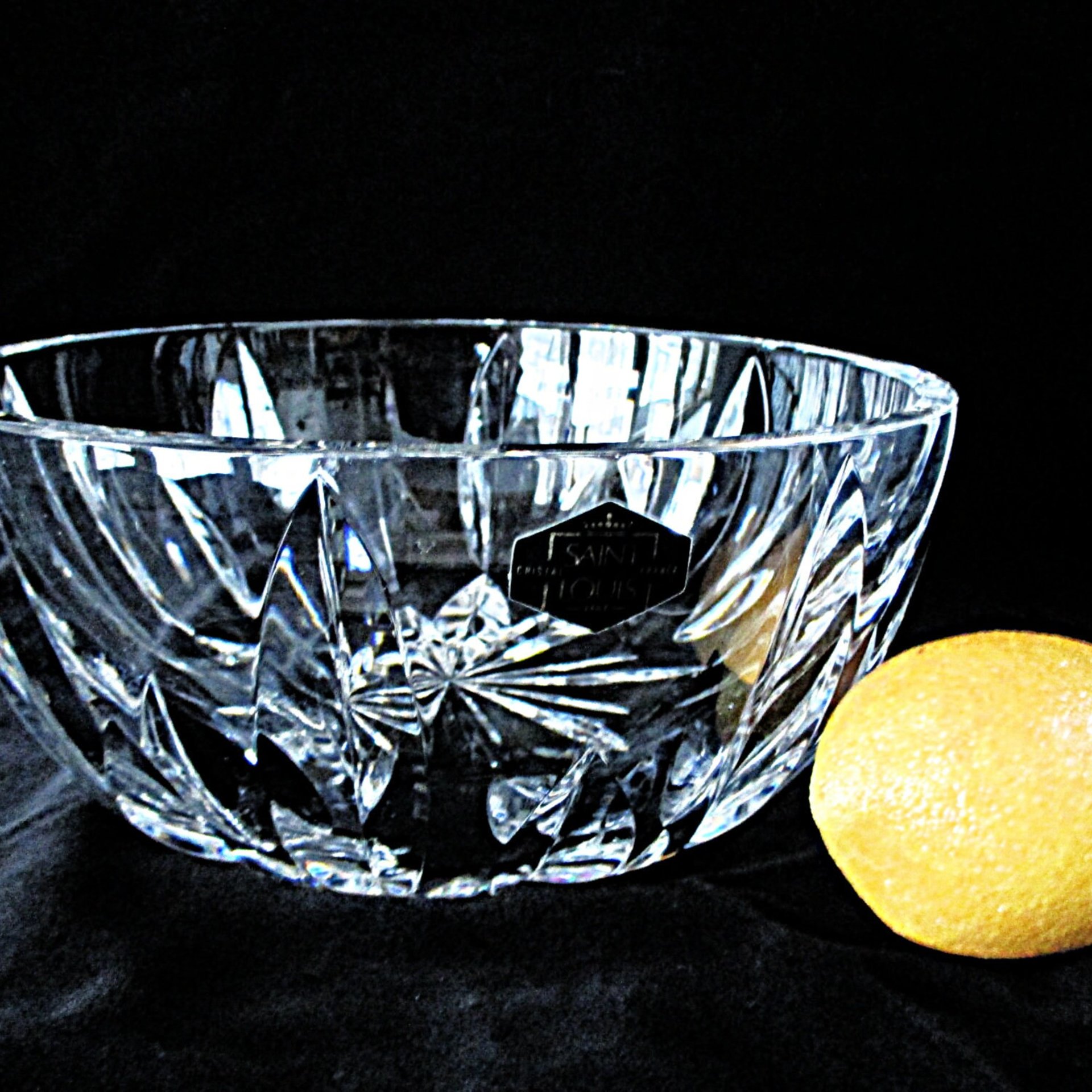 St Louis Crystal Bowl, France, Large 8.75 Diameter, Highly Reflective, Centerpiece, Original Sticker, Wedding Gift, Excellent Condition