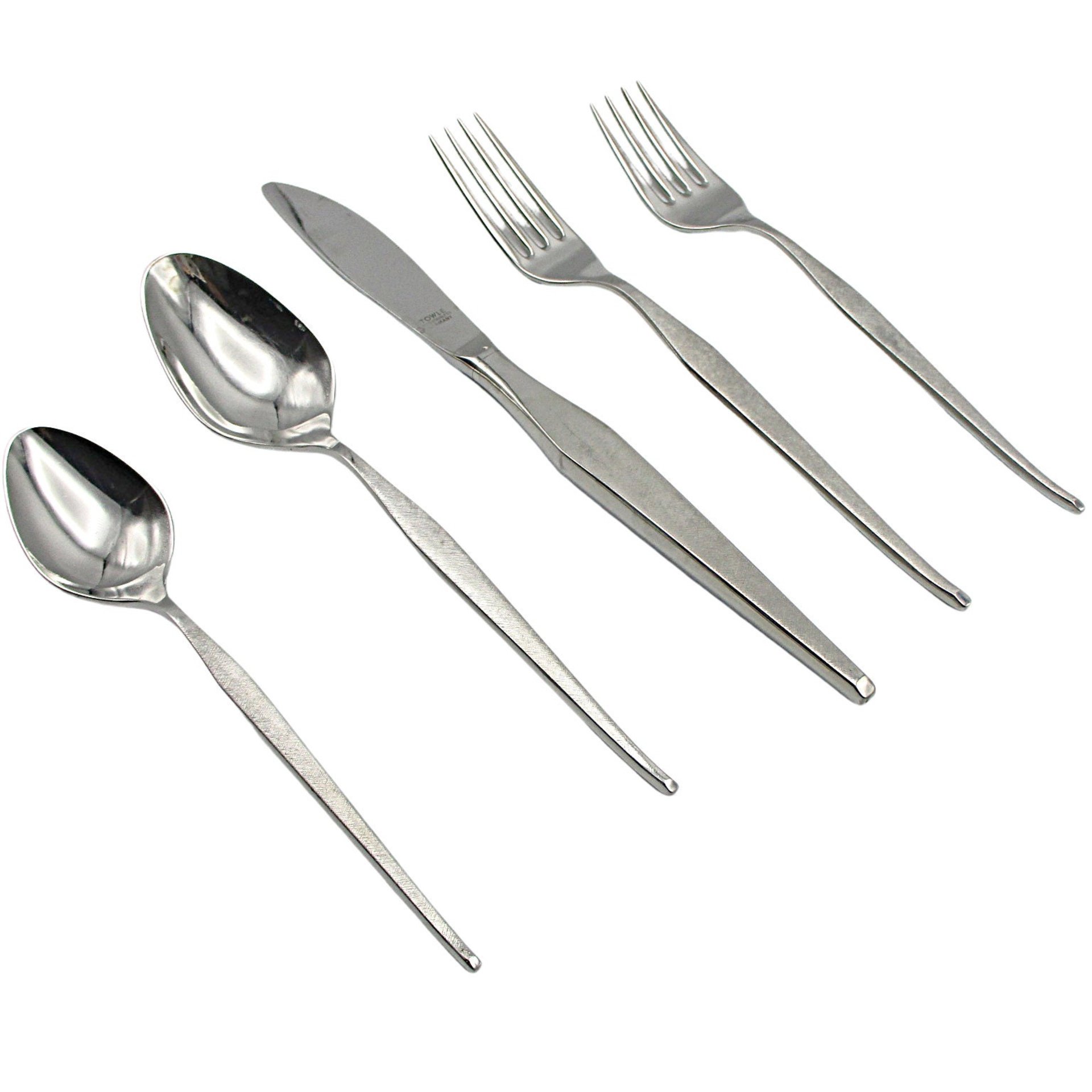 Towle Stainless Flatware, Germany, 18/8, Modern Shape Pattern, Modernist Minimalist Flatware, Replacement Pieces and Place Settings