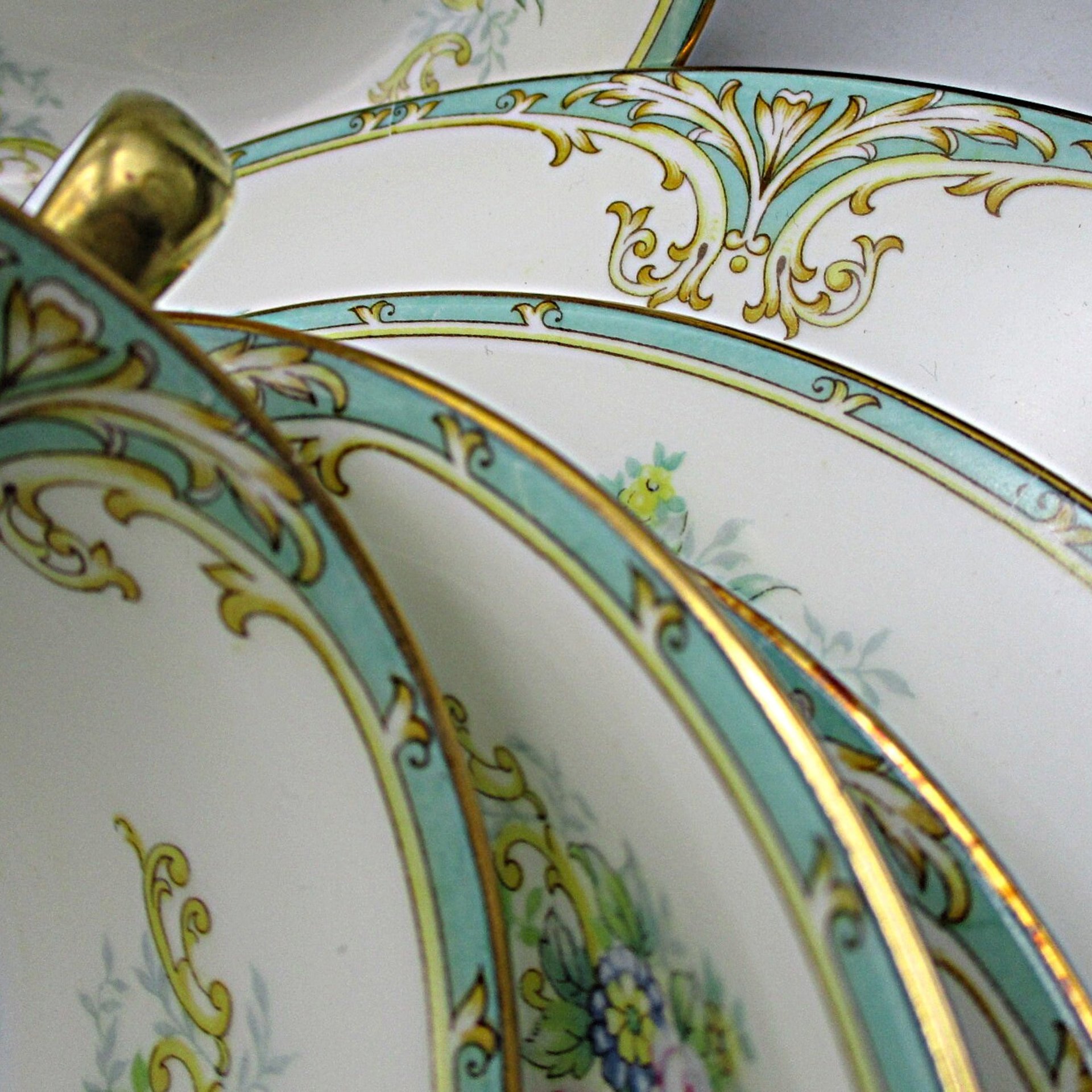 Noritake M Fine China, Replacement Pieces, Green and Gold, Pink Florals, Similar Elroy, Dinner and Salad Plates, Bowls, Cup and Saucer Sets