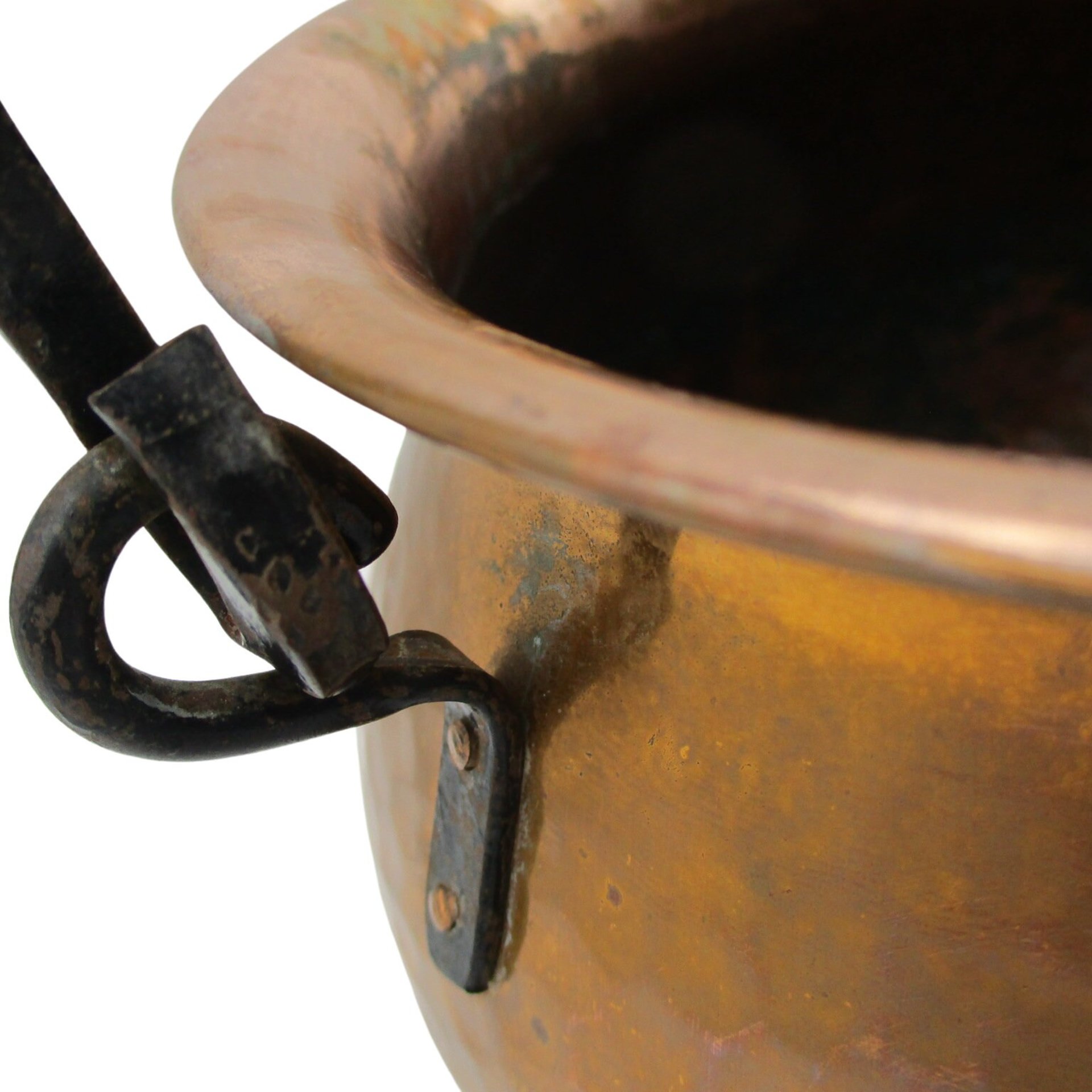 Hammered Copper Kettle with Handle, Planter or Display Piece, Rustic French Country Farmhouse Decor, Water Tight, 7 Inch Diameter