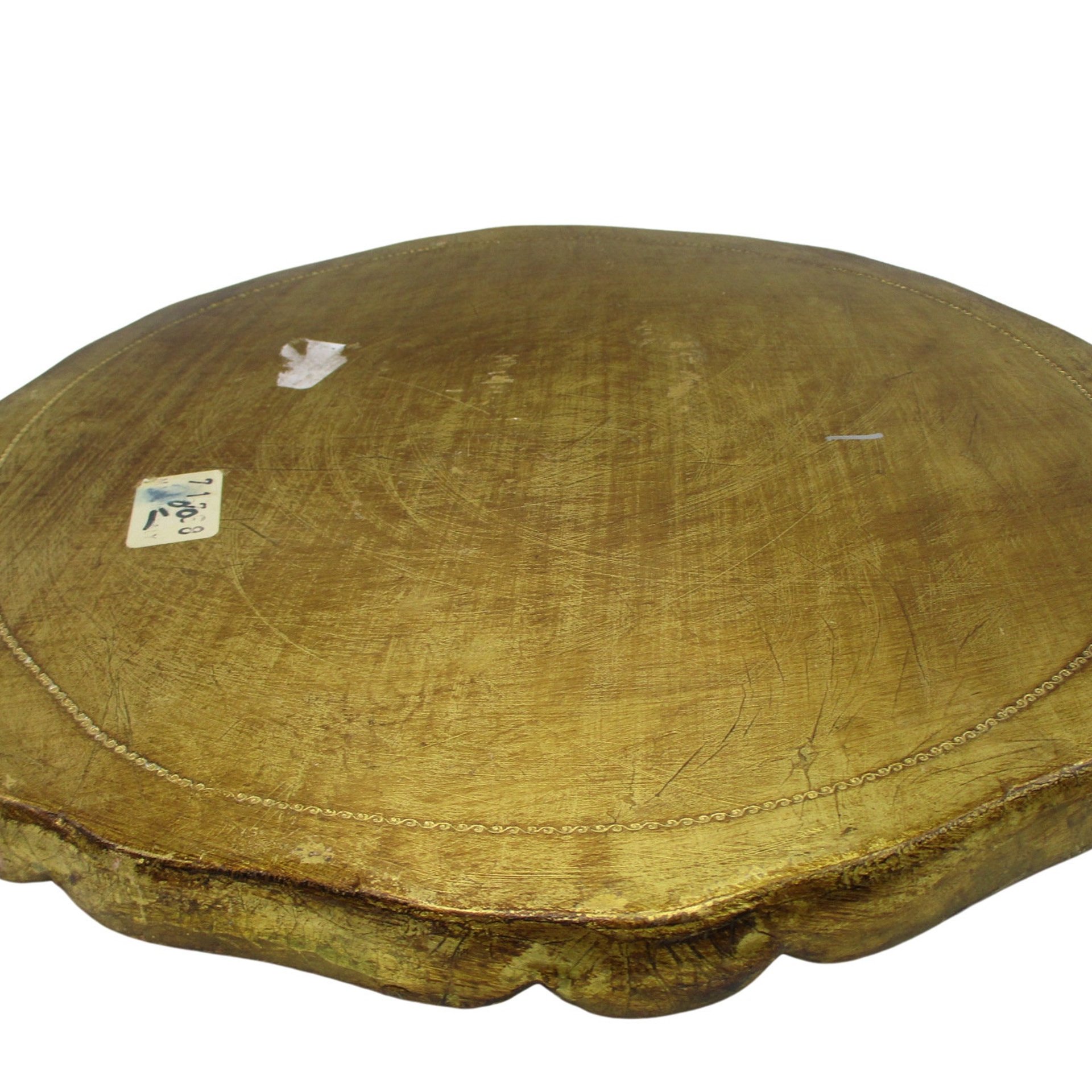 Florentine Tray, Hand Painted, Heavy Gold, Dark Green, Scalloped Edges, Floral Center, Wooden, Made in Italy