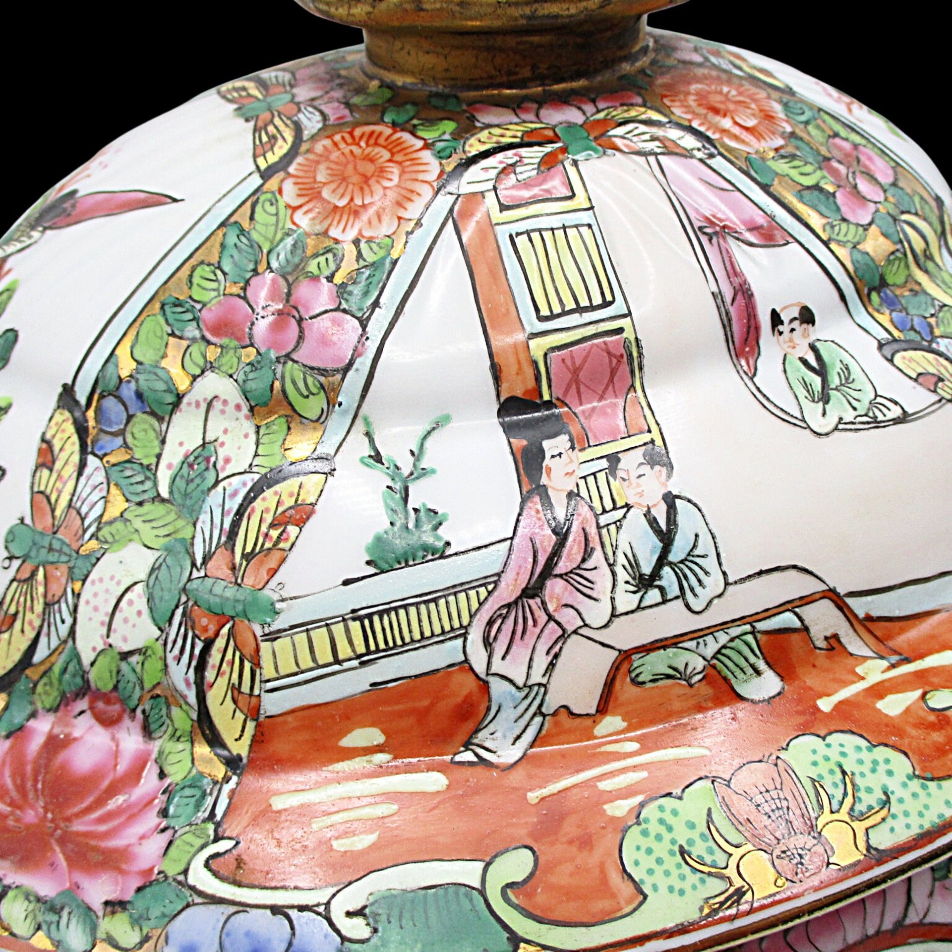 Antique Asian Tureen, Large, Lidded with Meat Platter, Geisha Design, Gold Handles, Soup Server, Beautiful, Late 1800s, Wedding Gift