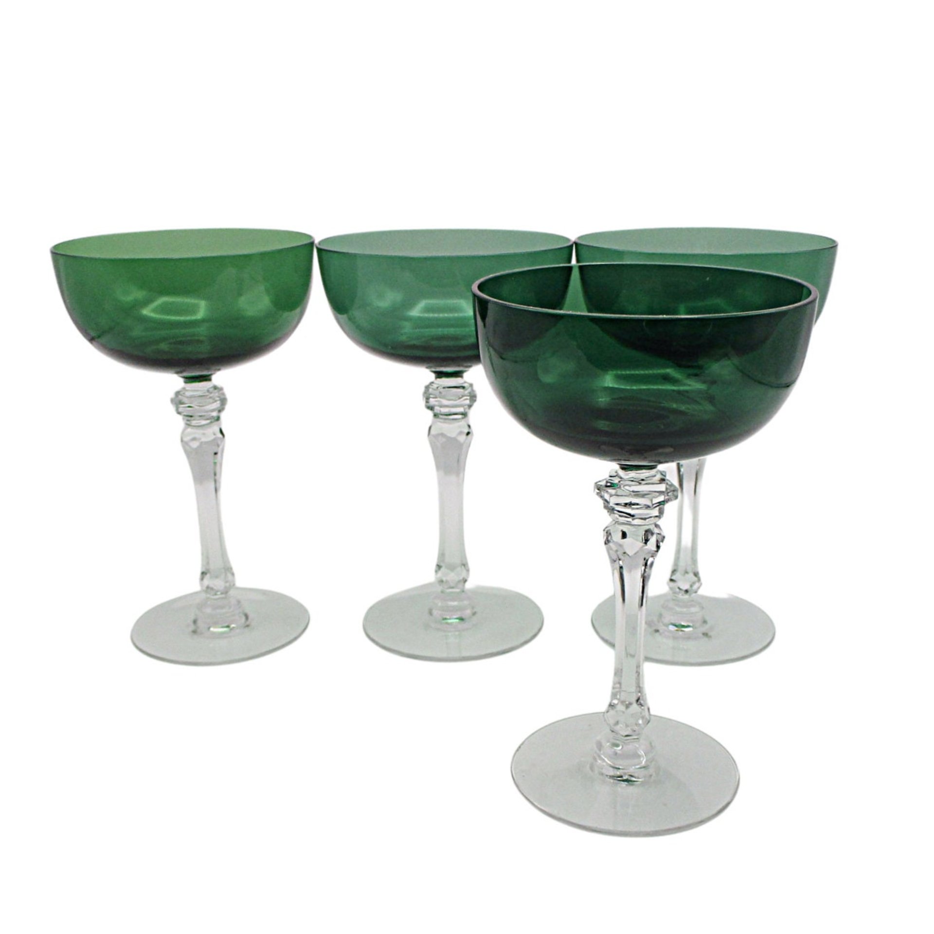 Tiffin Killarney Champagne Glasses, Green Coupes, Bridal or Toasting Glasses, Wedding Gift, Irish Wedding, 2 Sets Available