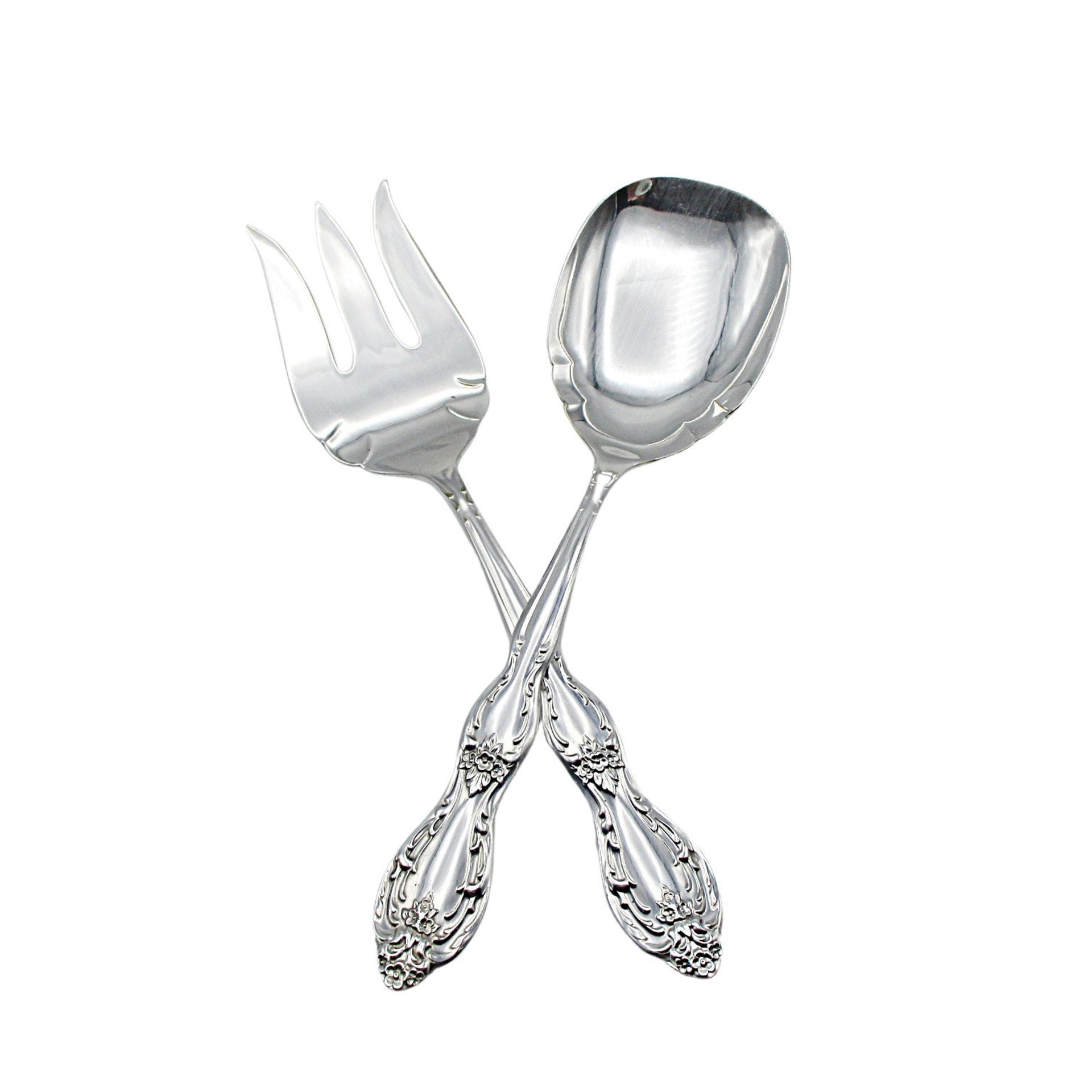 Rogers IS Beverly Manor, Silver Plate, Serving Pieces, Salad Set, Meat Fork and Large Spoon, Replacement Flatware Pieces