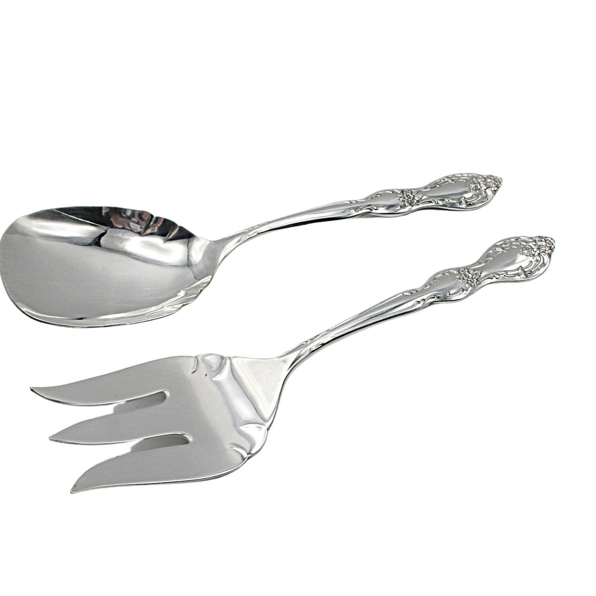 Rogers IS Beverly Manor, Silver Plate, Serving Pieces, Salad Set, Meat Fork and Large Spoon, Replacement Flatware Pieces