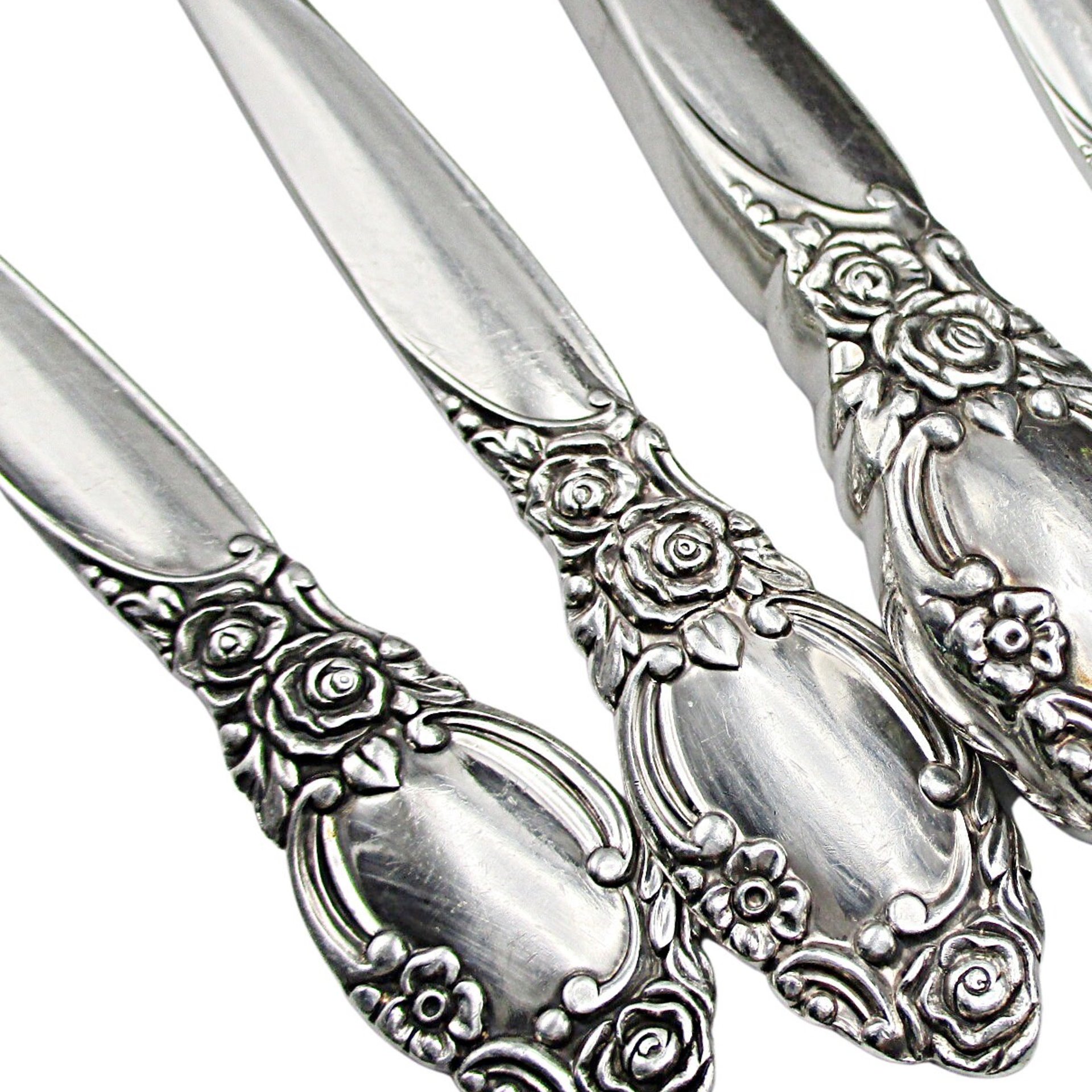 Ballad or Country Rose, Silver Plate,  Flatware Set, 12 Place Settings and Serving Pieces, Community Plate, Wooden Case, 77 Pieces Total