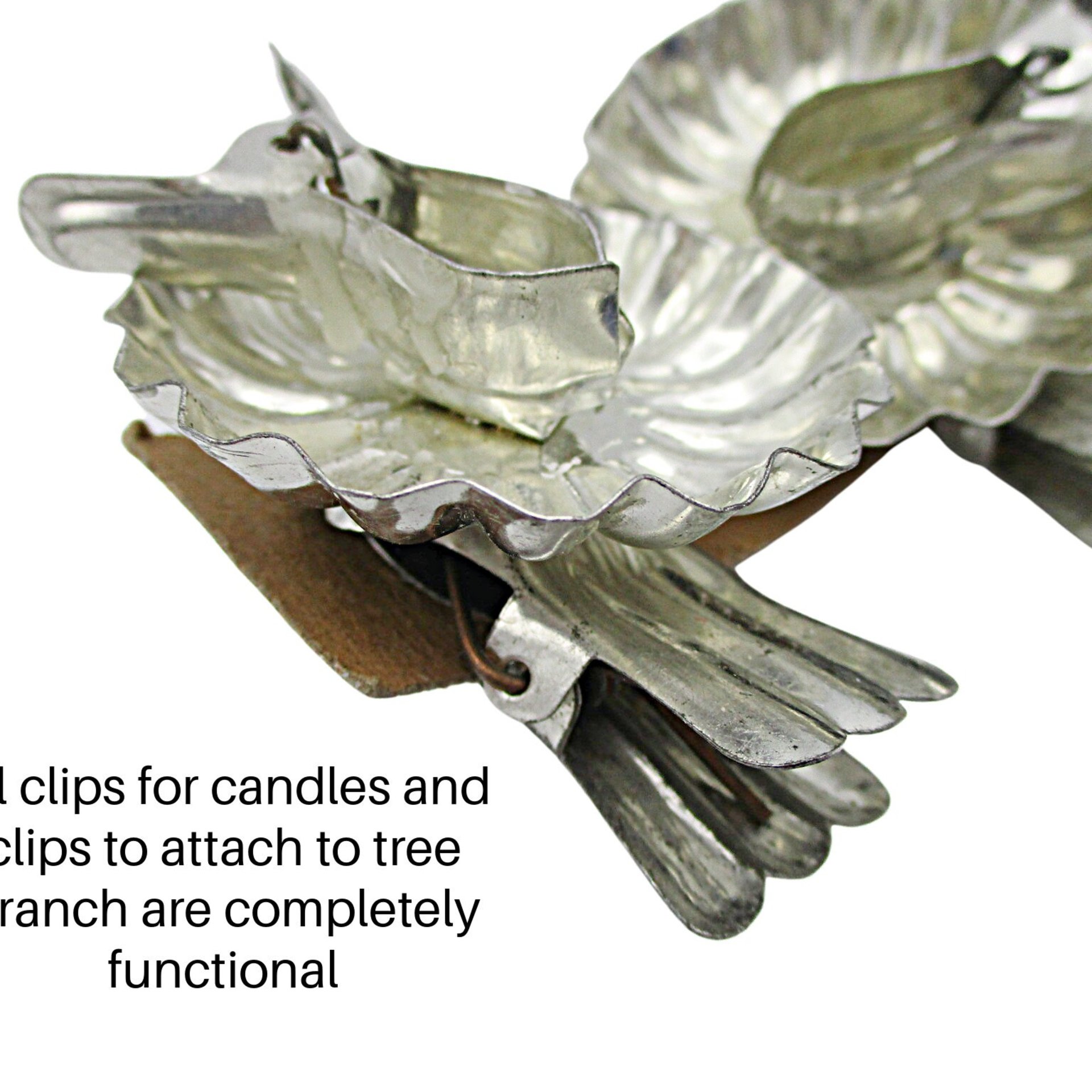 Christmas Tree Candle Clips, Set of 6, Tin Clip On Candleholders, Gently Used, Vintage Christmas Decor