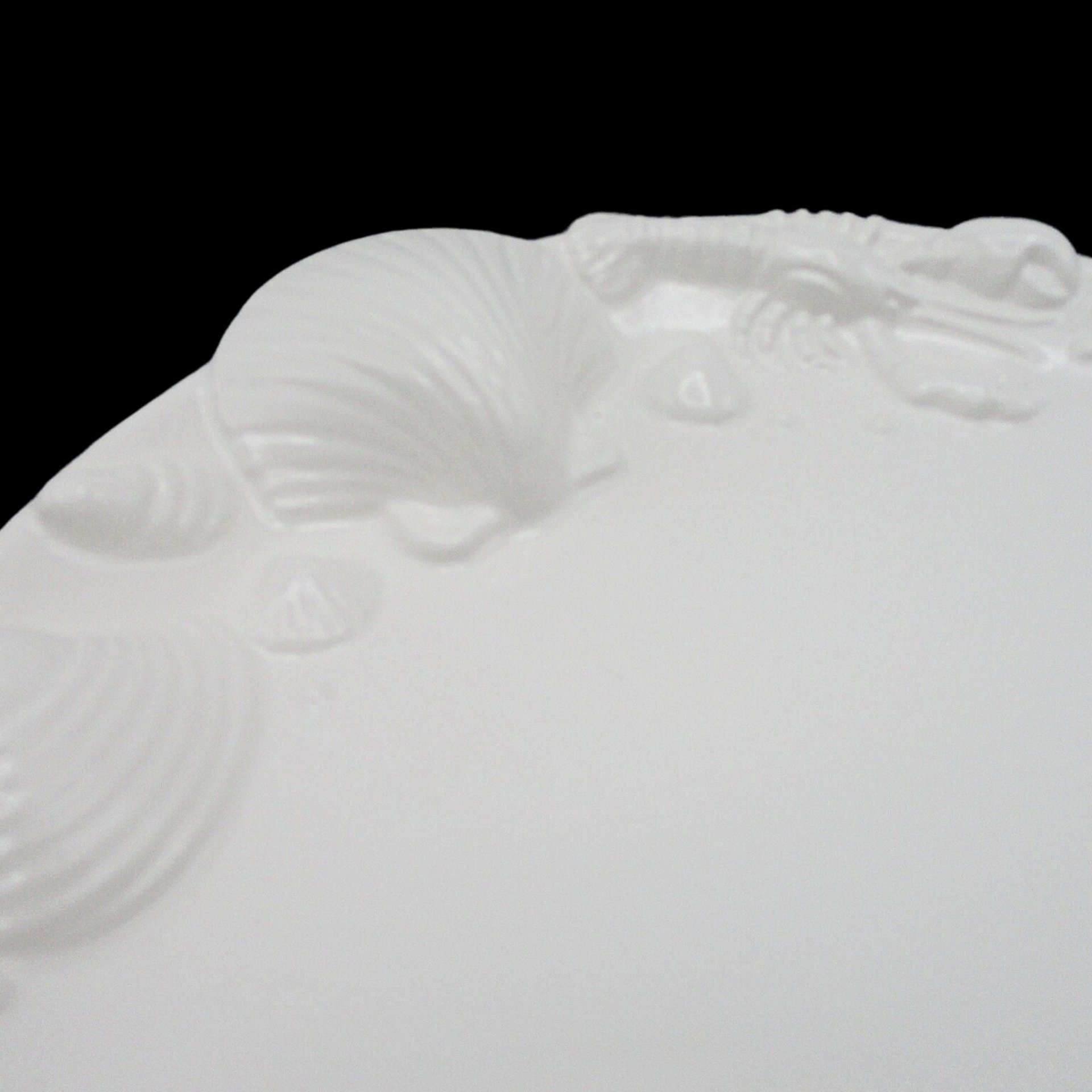 Seafood Plates, Set of 6, Beach or Tropical Decor, White, Deep Relief, Japan